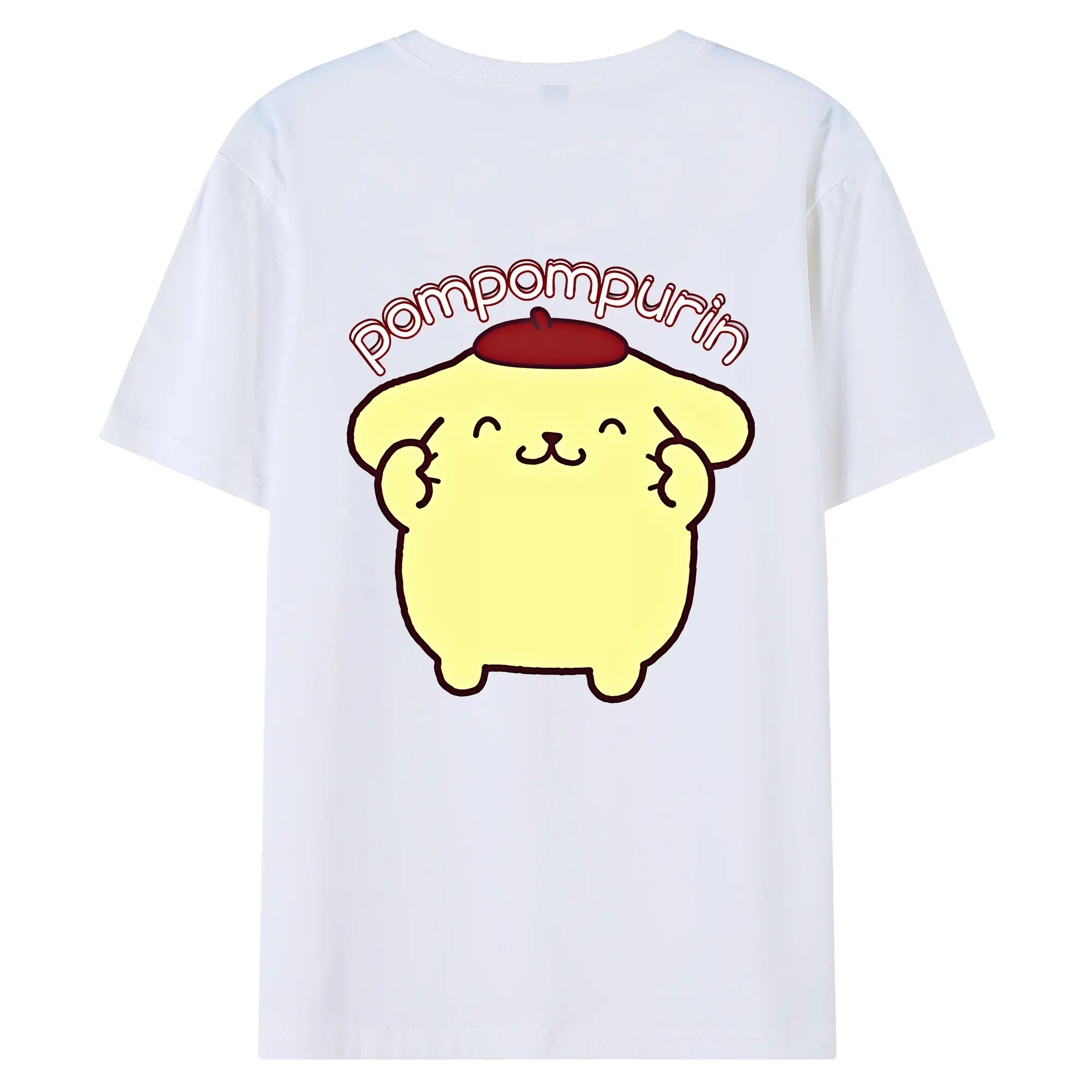 サンリオ グッズ,ポムポムプリン - 綿100％ 半袖Tシャツ ・ バックプリント ・ 快適 通気性 ・ 日常使い 散歩 スポーツ用