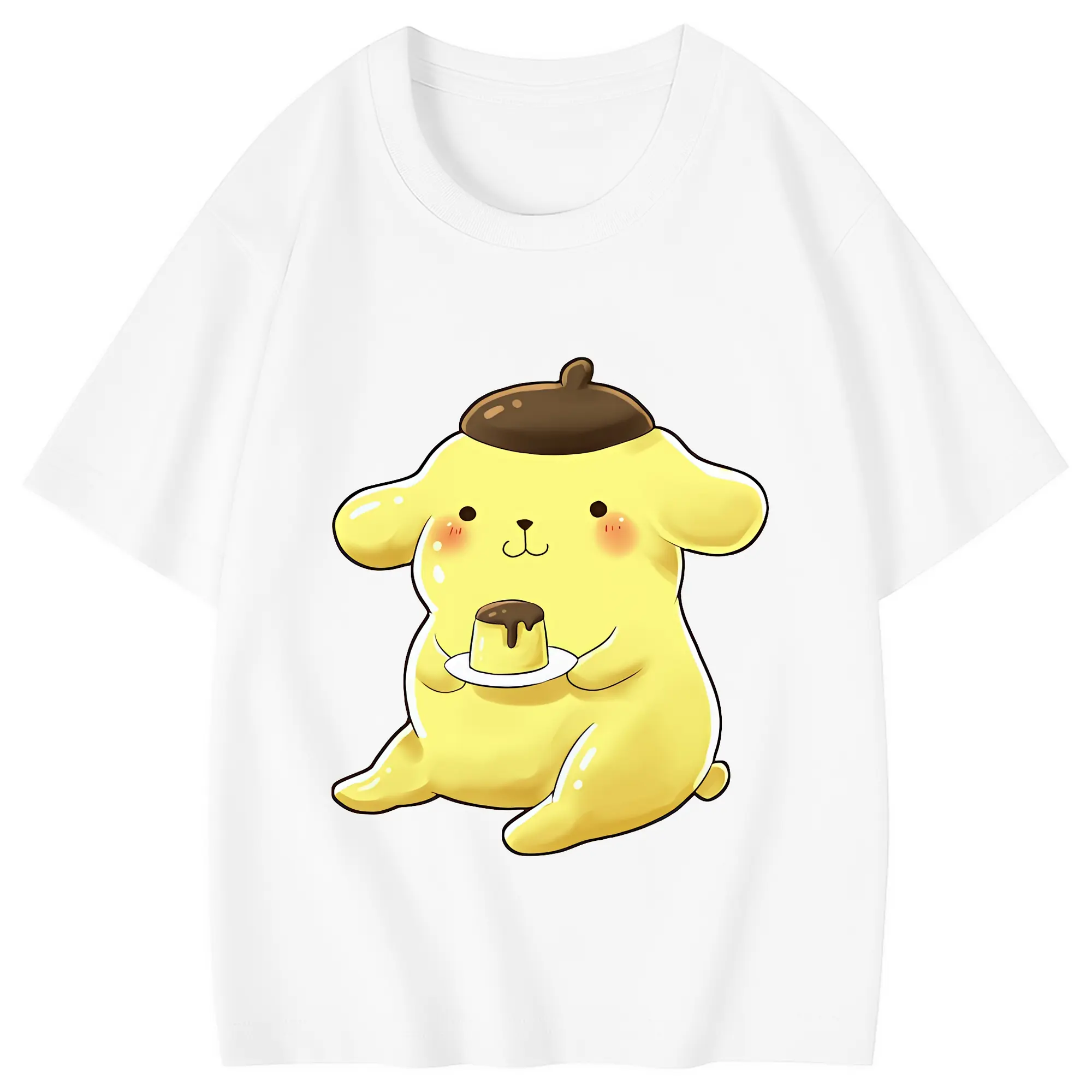 サンリオ グッズ,ポムポムプリン - 綿100％ キッズTシャツ ・ フロントプリント ・ 快適 通気性 ・ スポーツ カジュアル 散歩用