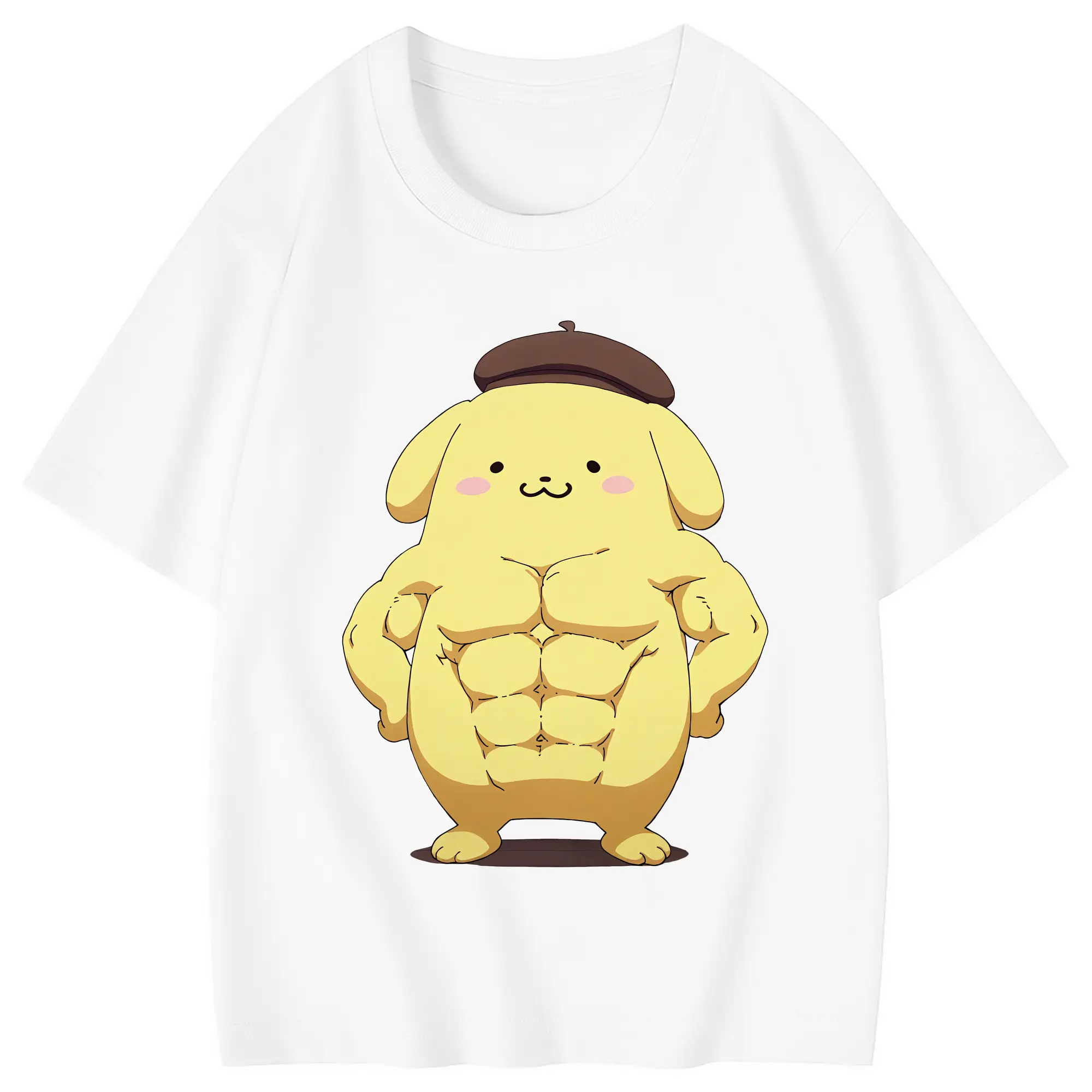 サンリオ グッズ,ポムポムプリン - 綿100％ キッズTシャツ ・ フロントプリント ・ 快適 通気性 ・ スポーツ カジュアル 散歩用