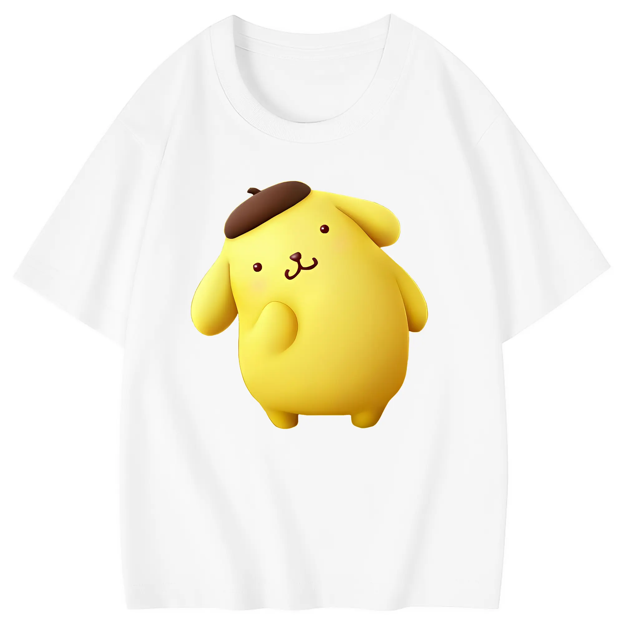 サンリオ グッズ,ポムポムプリン - 綿100％ キッズTシャツ ・ フロントプリント ・ 快適 通気性 ・ スポーツ カジュアル 散歩用