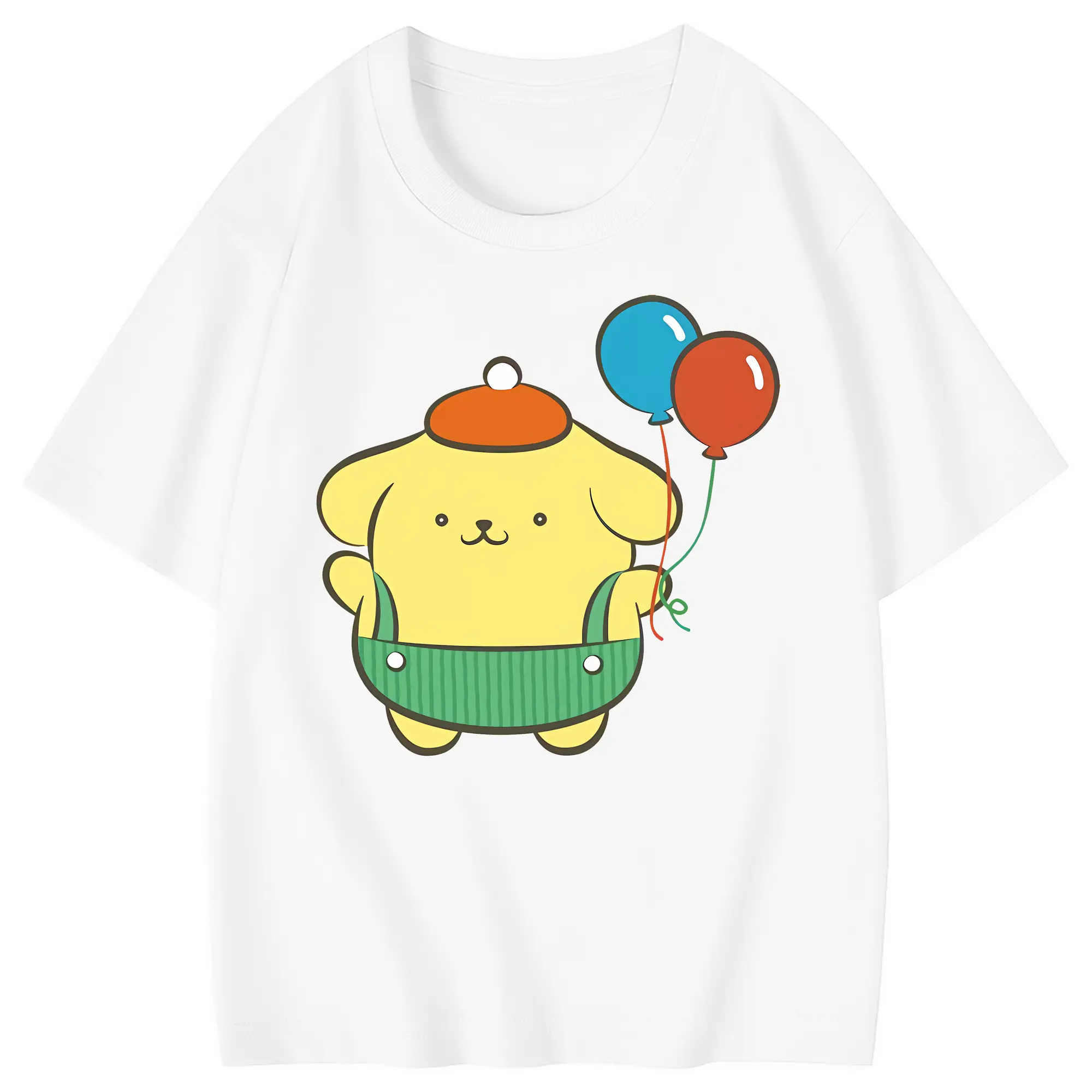 サンリオ グッズ,ポムポムプリン - 綿100％ キッズTシャツ ・ フロントプリント ・ 快適 通気性 ・ スポーツ カジュアル 散歩用