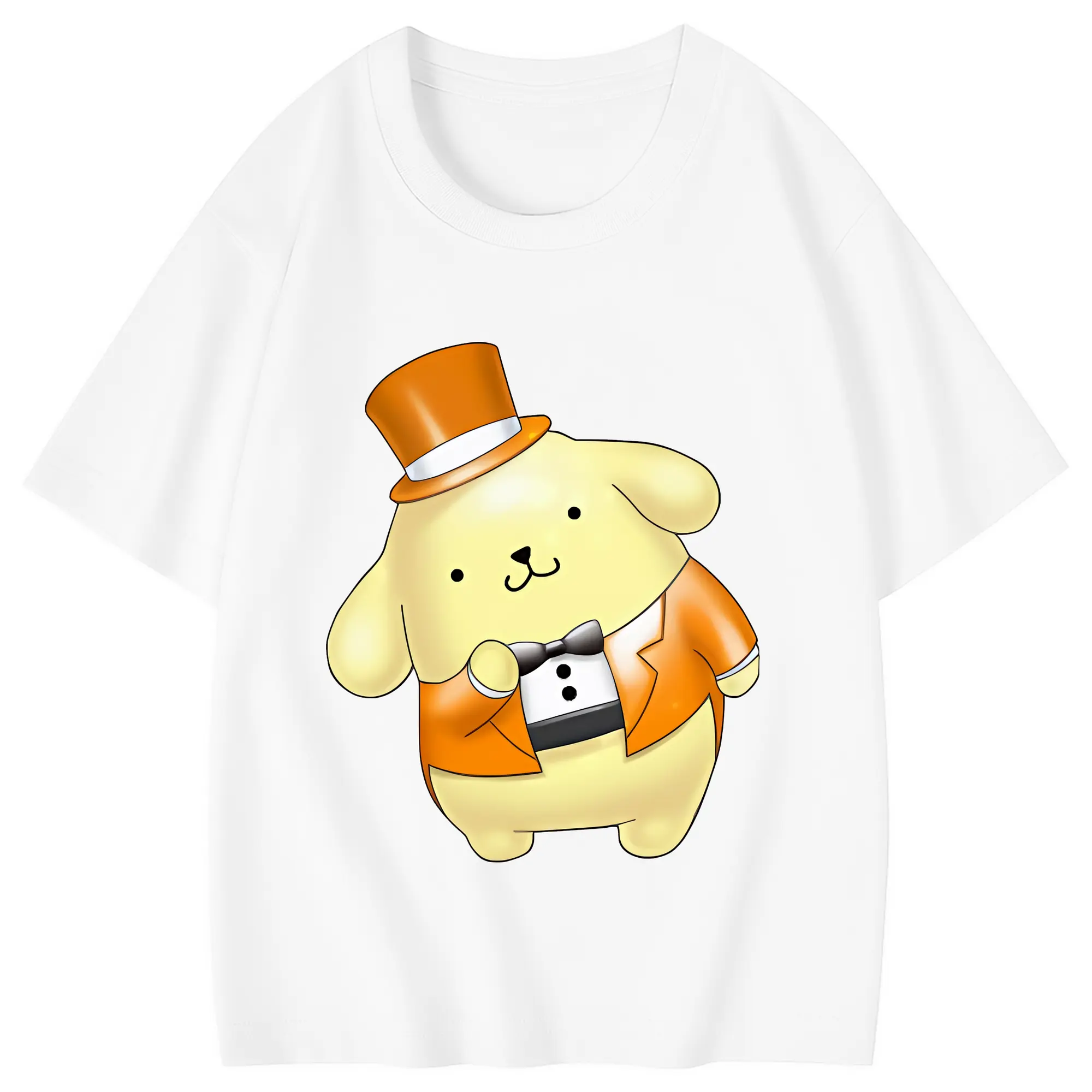 サンリオ グッズ,ポムポムプリン - 綿100％ キッズTシャツ ・ フロントプリント ・ 快適 通気性 ・ スポーツ カジュアル 散歩用