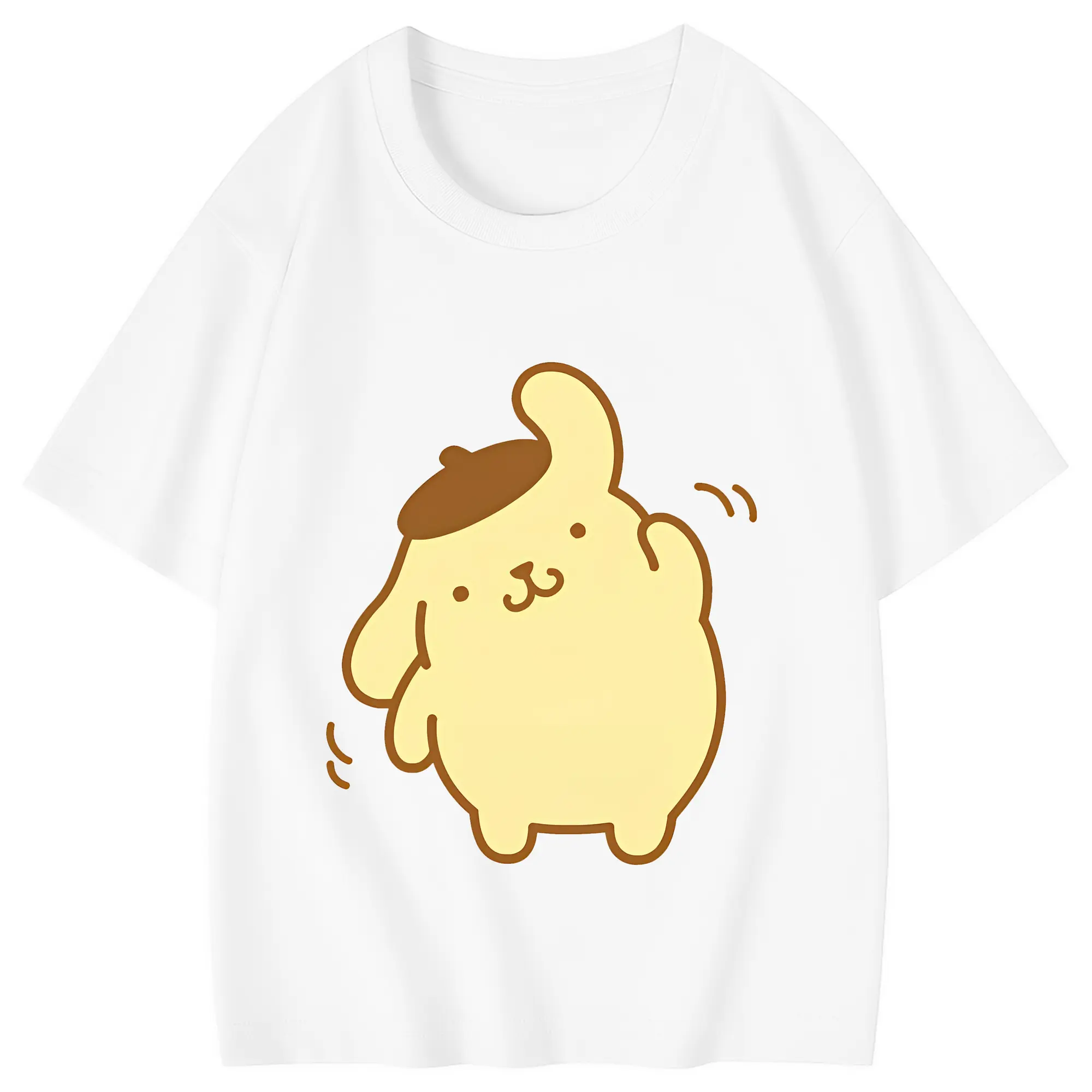 サンリオ グッズ,ポムポムプリン - 綿100％ キッズTシャツ ・ フロントプリント ・ 快適 通気性 ・ スポーツ カジュアル 散歩用
