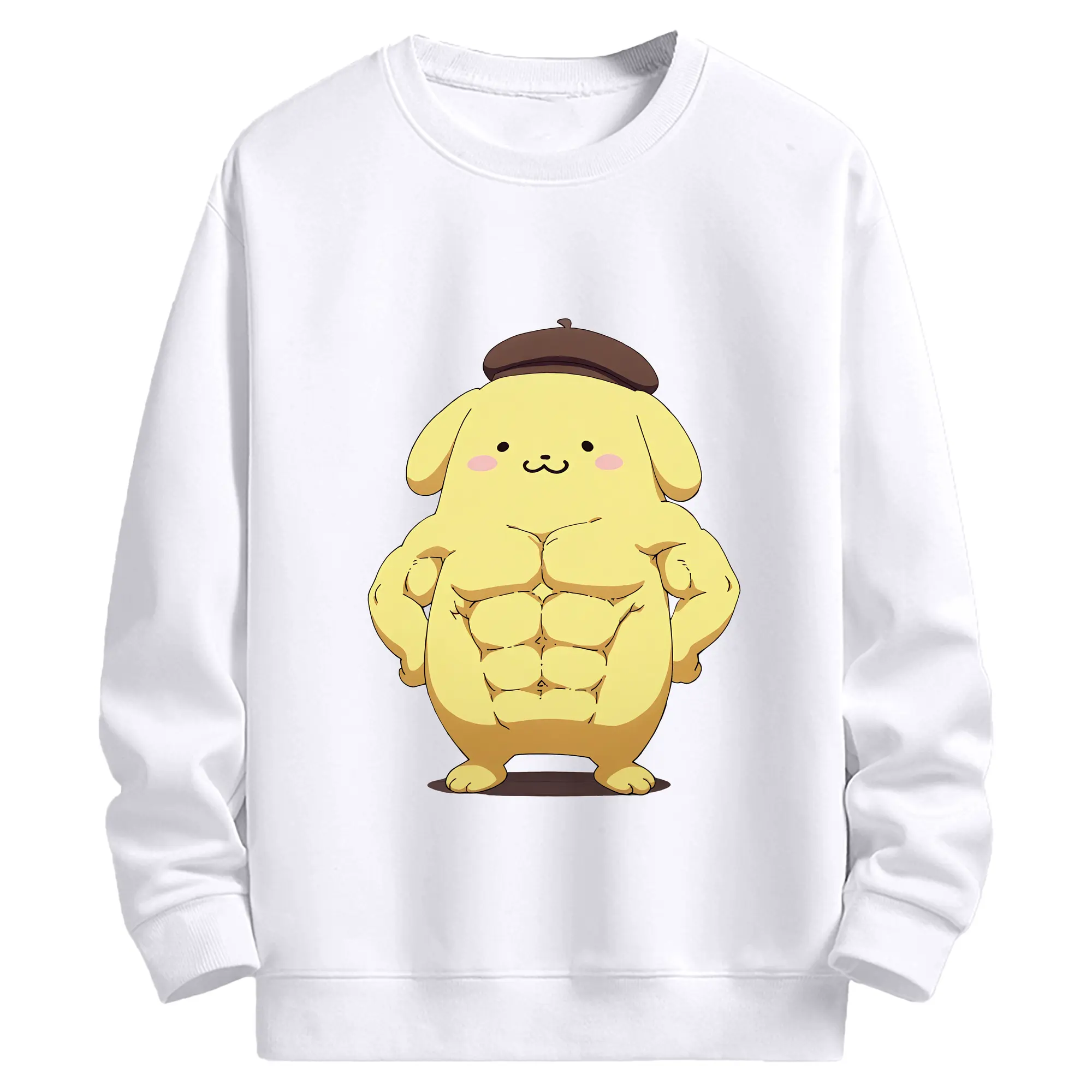サンリオ グッズ,ポムポムプリン - 高品質 クルーネック スウェット ・ コットン59％ ポリエステル41％ ・ ユニセックス 長袖 トレーナー ・ カジュアル デイリー スポーツ 散歩用
