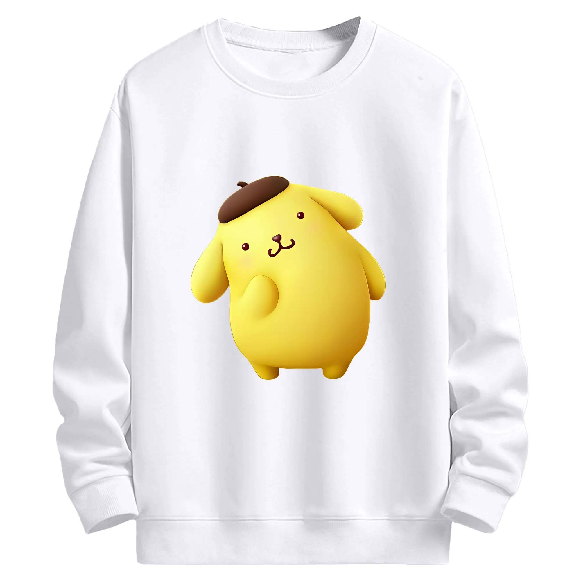 サンリオ グッズ,ポムポムプリン - 高品質 クルーネック スウェット ・ コットン59％ ポリエステル41％ ・ ユニセックス 長袖 トレーナー ・ カジュアル デイリー スポーツ 散歩用