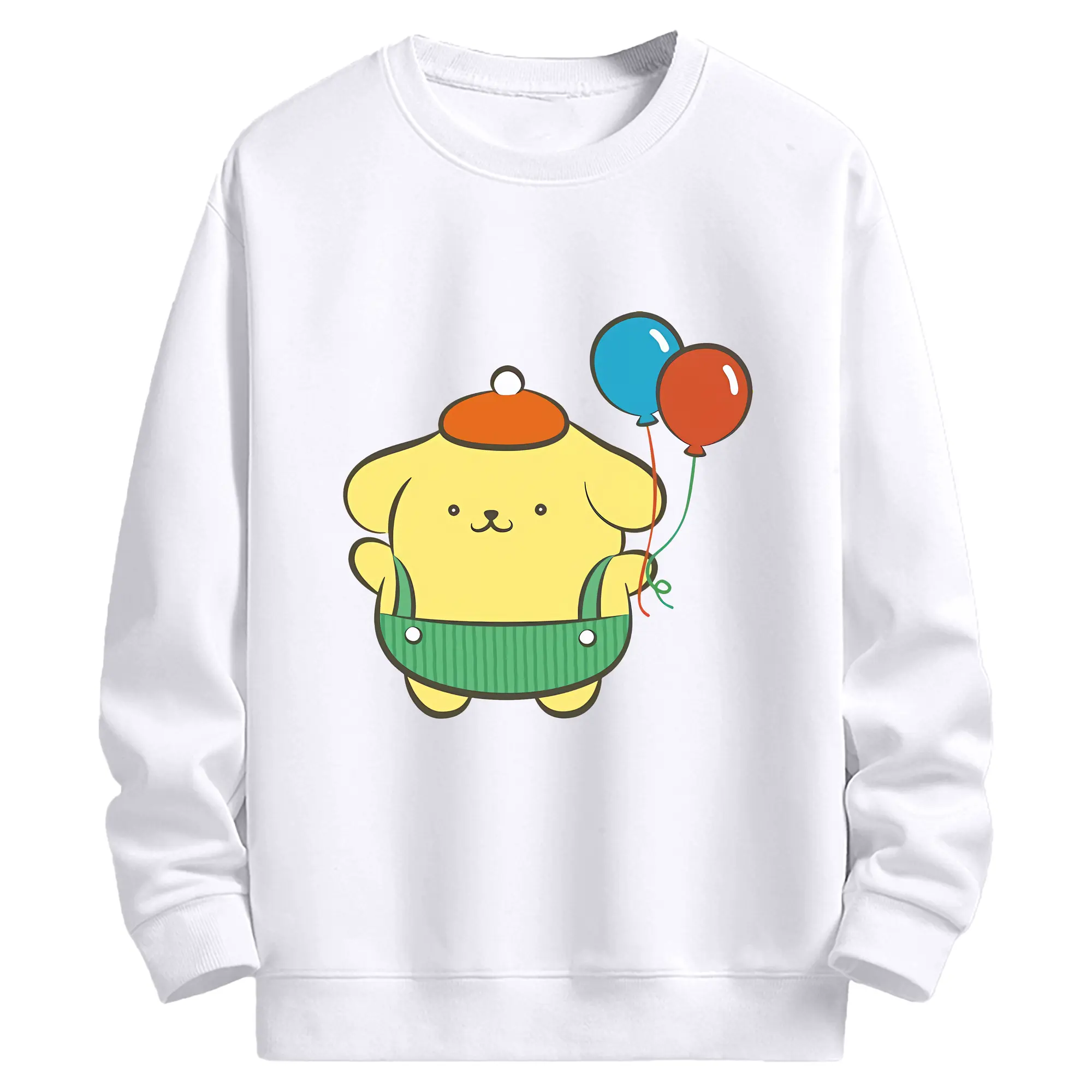 サンリオ グッズ,ポムポムプリン - 高品質 クルーネック スウェット ・ コットン59％ ポリエステル41％ ・ ユニセックス 長袖 トレーナー ・ カジュアル デイリー スポーツ 散歩用