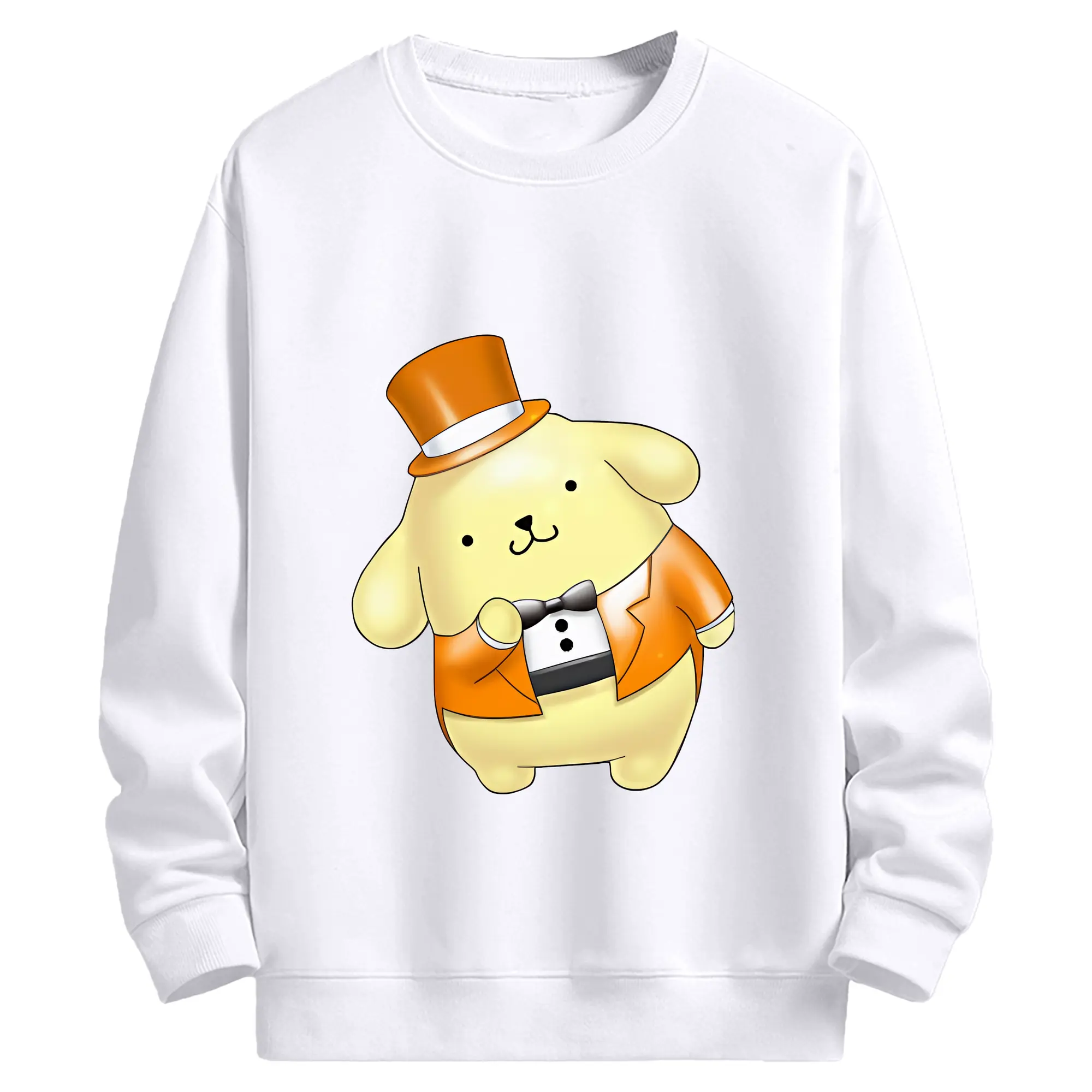 サンリオ グッズ,ポムポムプリン - 高品質 クルーネック スウェット ・ コットン59％ ポリエステル41％ ・ ユニセックス 長袖 トレーナー ・ カジュアル デイリー スポーツ 散歩用