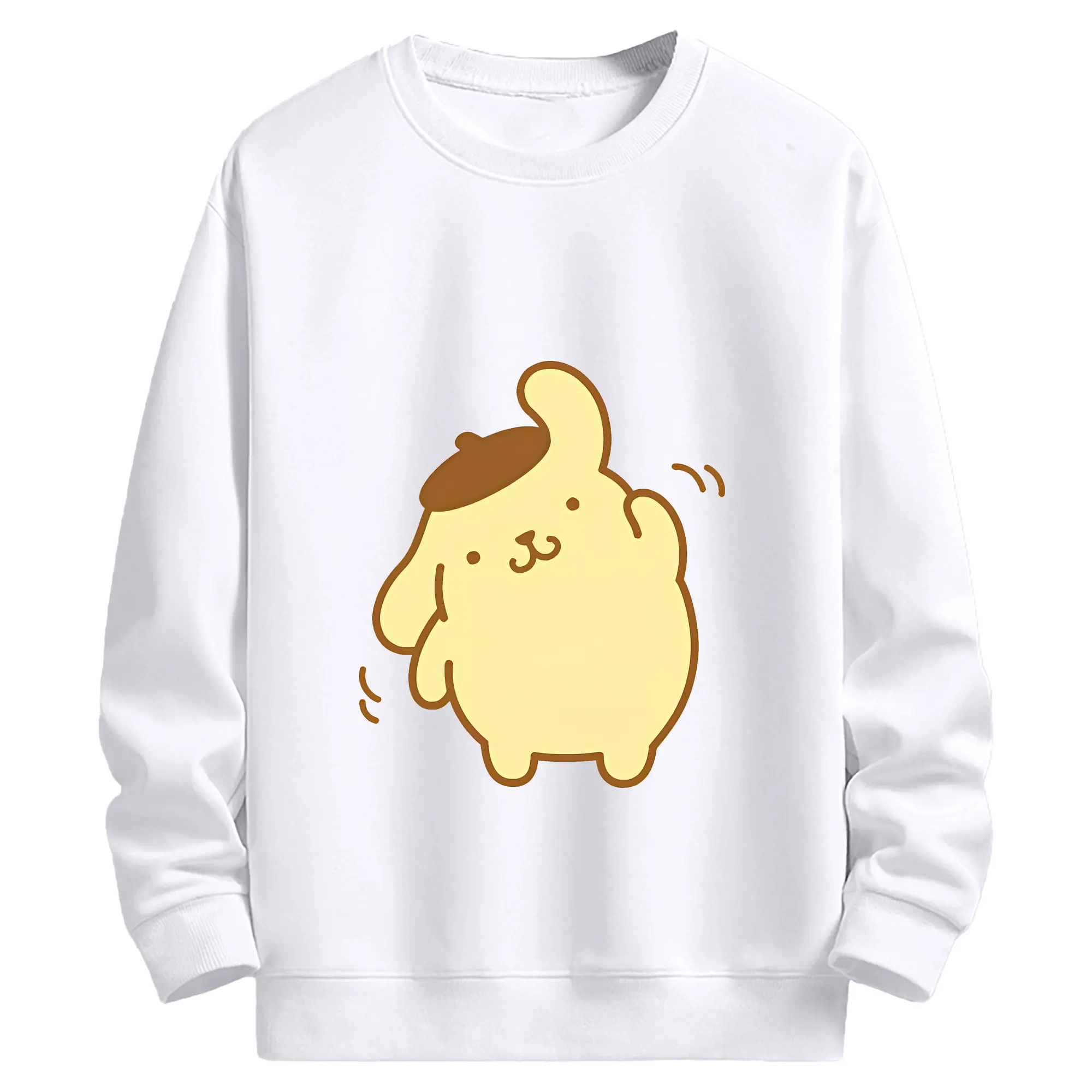 サンリオ グッズ,ポムポムプリン - 高品質 クルーネック スウェット ・ コットン59％ ポリエステル41％ ・ ユニセックス 長袖 トレーナー ・ カジュアル デイリー スポーツ 散歩用