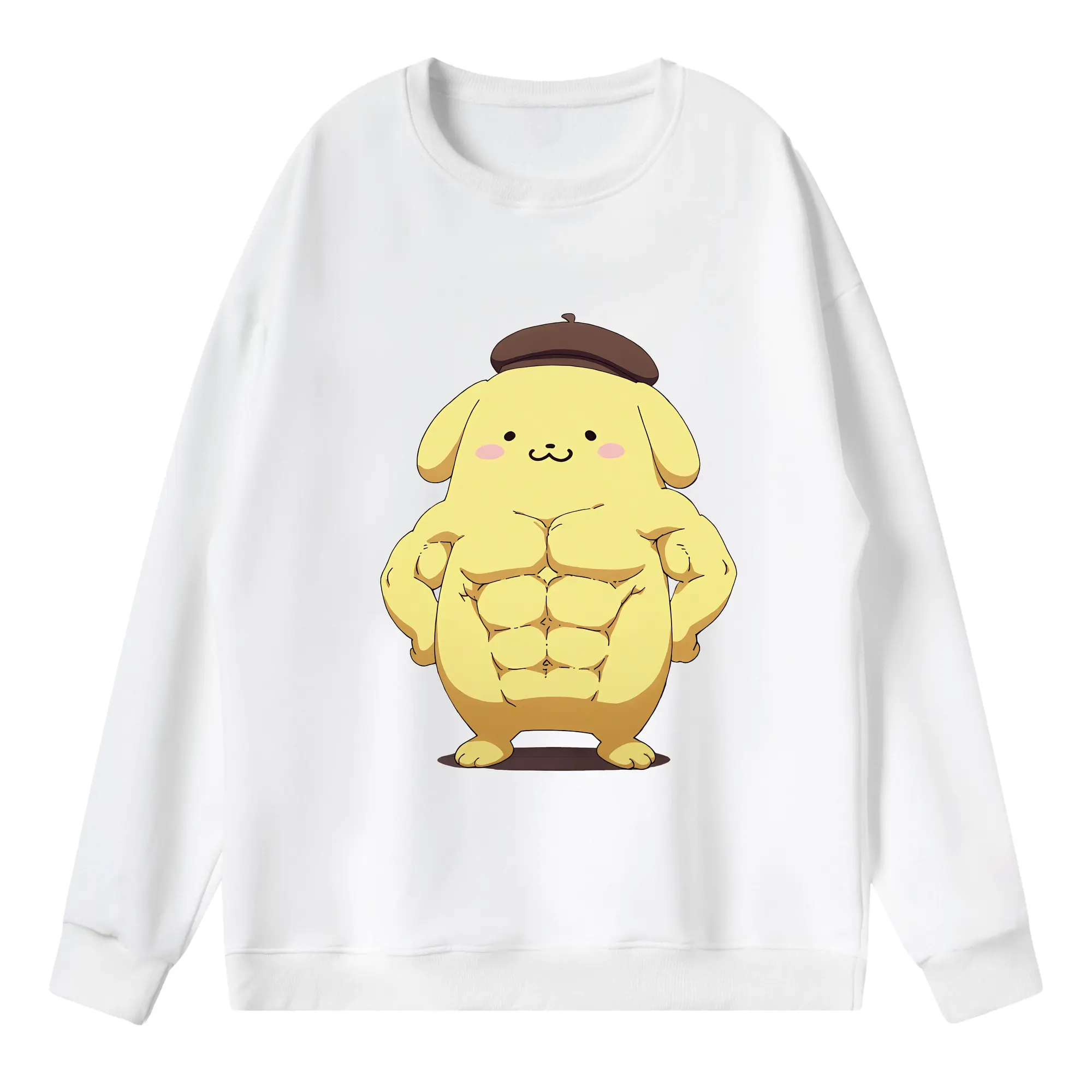 サンリオ グッズ,ポムポムプリン - 薄手 クルーネック スウェット 裏毛260g · ポリエステル 春秋向け カジュアル 男女兼用 · トレーナー デイリー スポーツ 散歩に最適