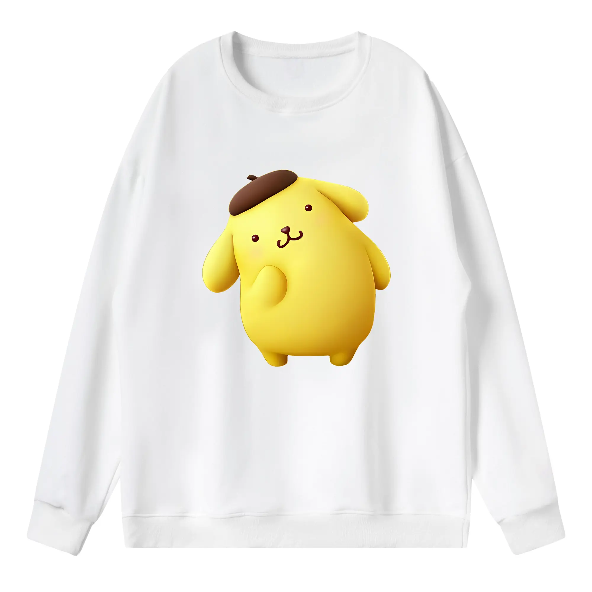 サンリオ グッズ,ポムポムプリン - 薄手 クルーネック スウェット 裏毛260g · ポリエステル 春秋向け カジュアル 男女兼用 · トレーナー デイリー スポーツ 散歩に最適