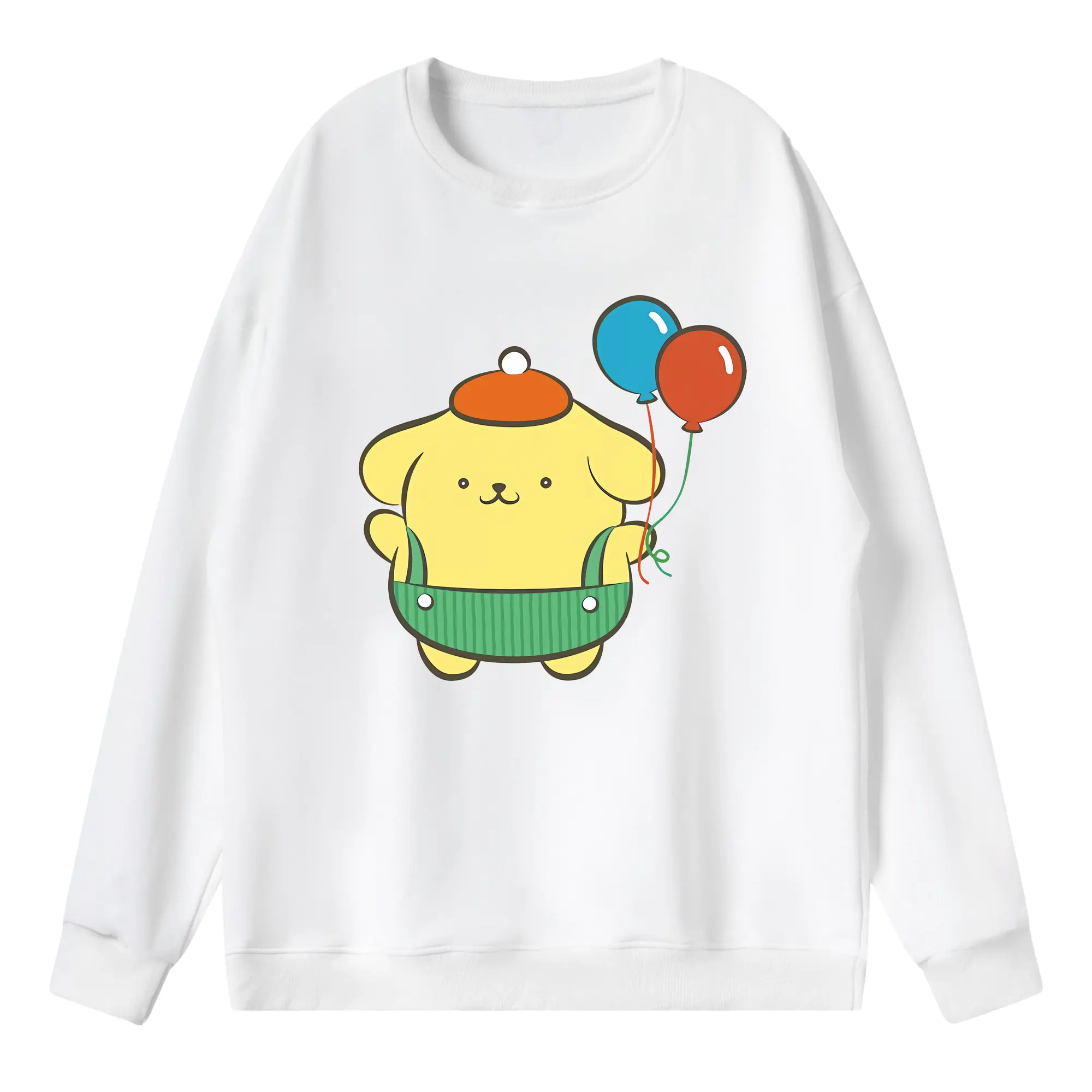 サンリオ グッズ,ポムポムプリン - 薄手 クルーネック スウェット 裏毛260g · ポリエステル 春秋向け カジュアル 男女兼用 · トレーナー デイリー スポーツ 散歩に最適