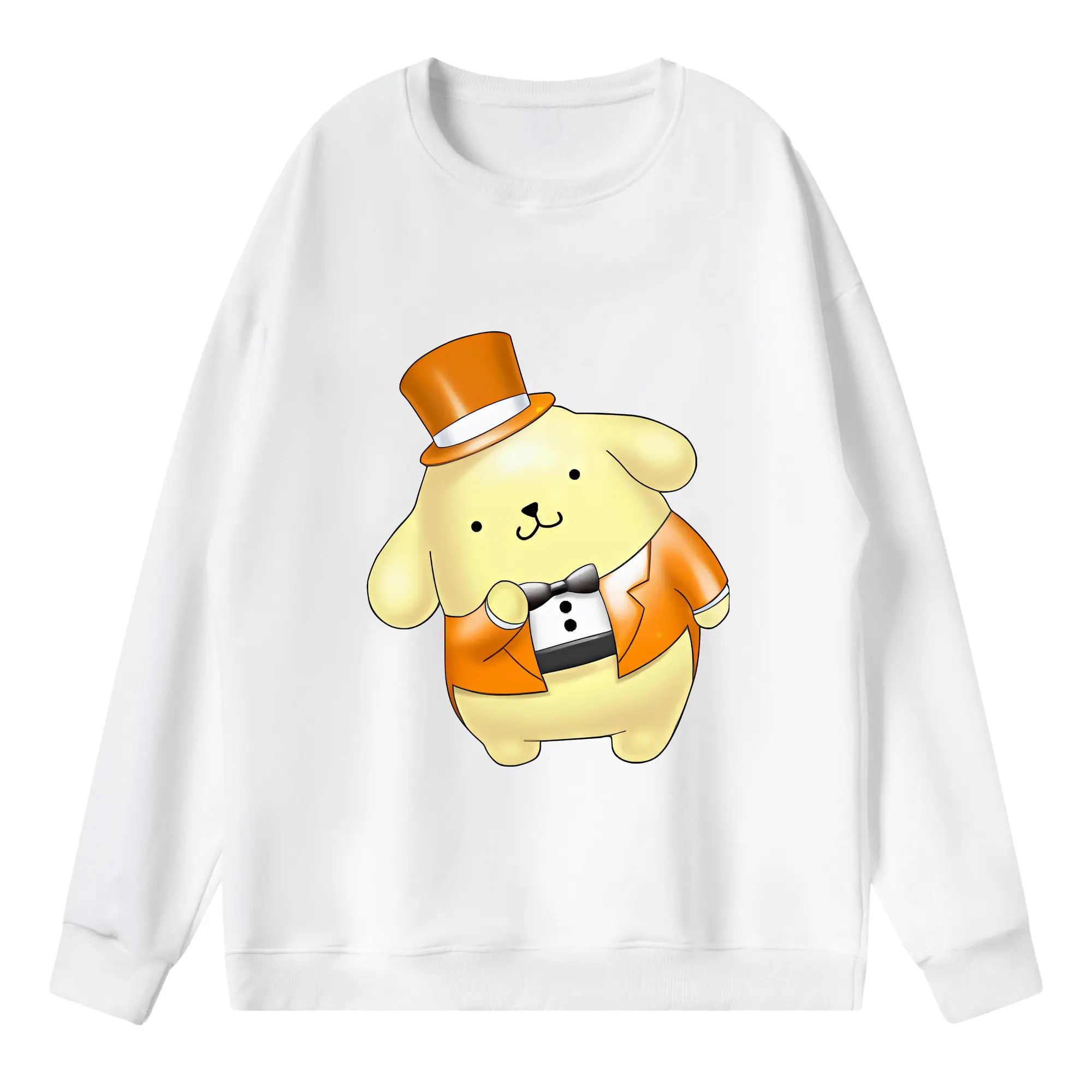 サンリオ グッズ,ポムポムプリン - 薄手 クルーネック スウェット 裏毛260g · ポリエステル 春秋向け カジュアル 男女兼用 · トレーナー デイリー スポーツ 散歩に最適