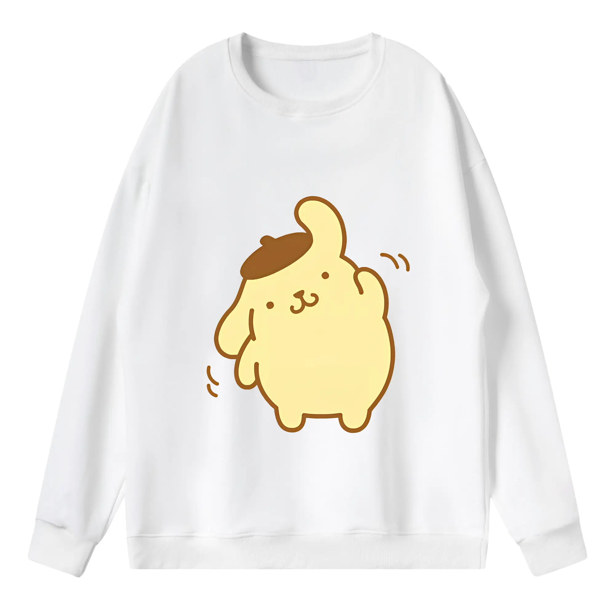 サンリオ グッズ,ポムポムプリン - 薄手 クルーネック スウェット 裏毛260g · ポリエステル 春秋向け カジュアル 男女兼用 · トレーナー デイリー スポーツ 散歩に最適