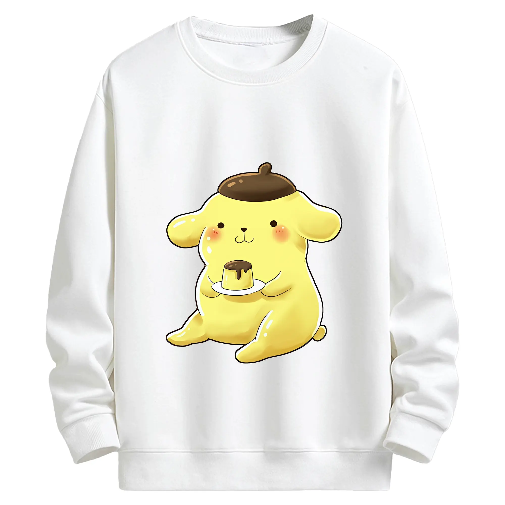 サンリオ グッズ,ポムポムプリン - キッズ クルーネックスウェットシャツ ・ フロントプリント ・ 綿80％ ポリエステル20％ ・ 快適 通学 スポーツ 日常使い お散歩用