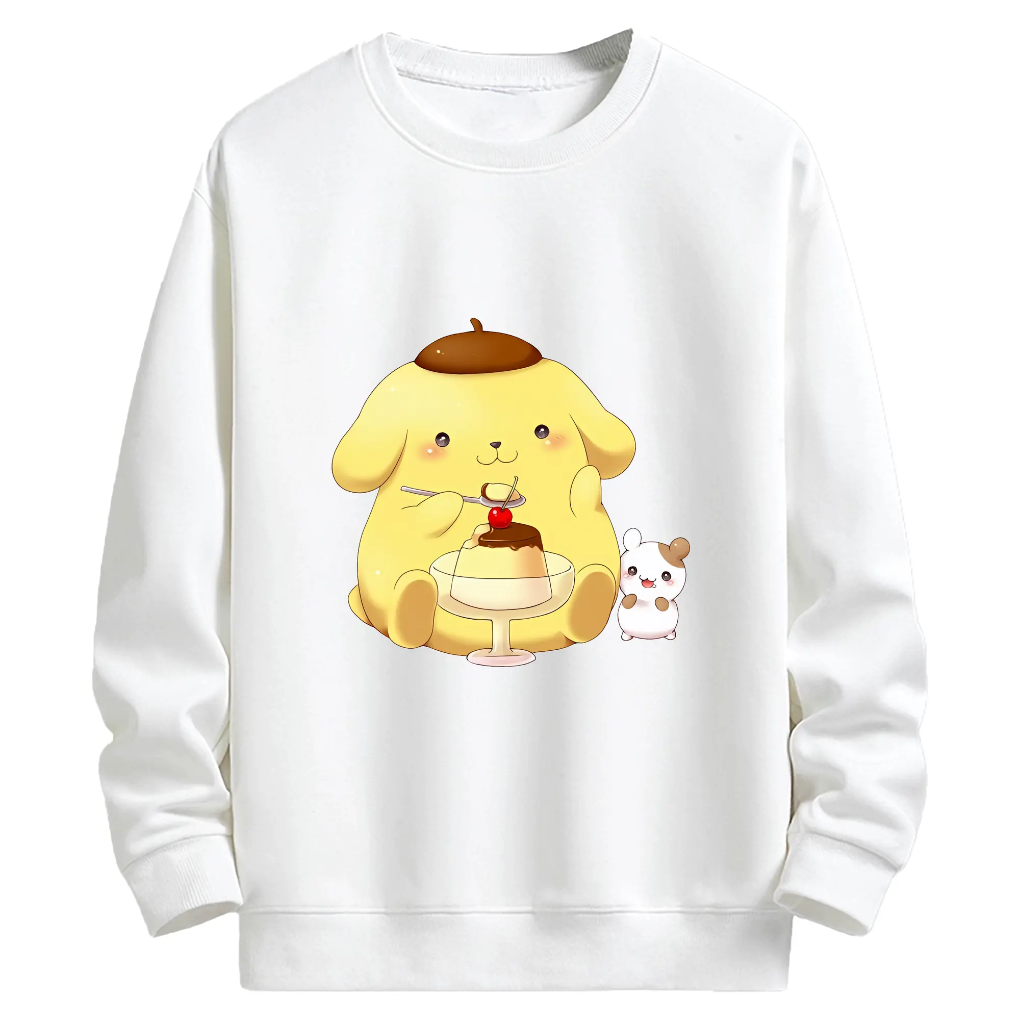 サンリオ グッズ,ポムポムプリン - キッズ クルーネックスウェットシャツ ・ フロントプリント ・ 綿80％ ポリエステル20％ ・ 快適 通学 スポーツ 日常使い お散歩用