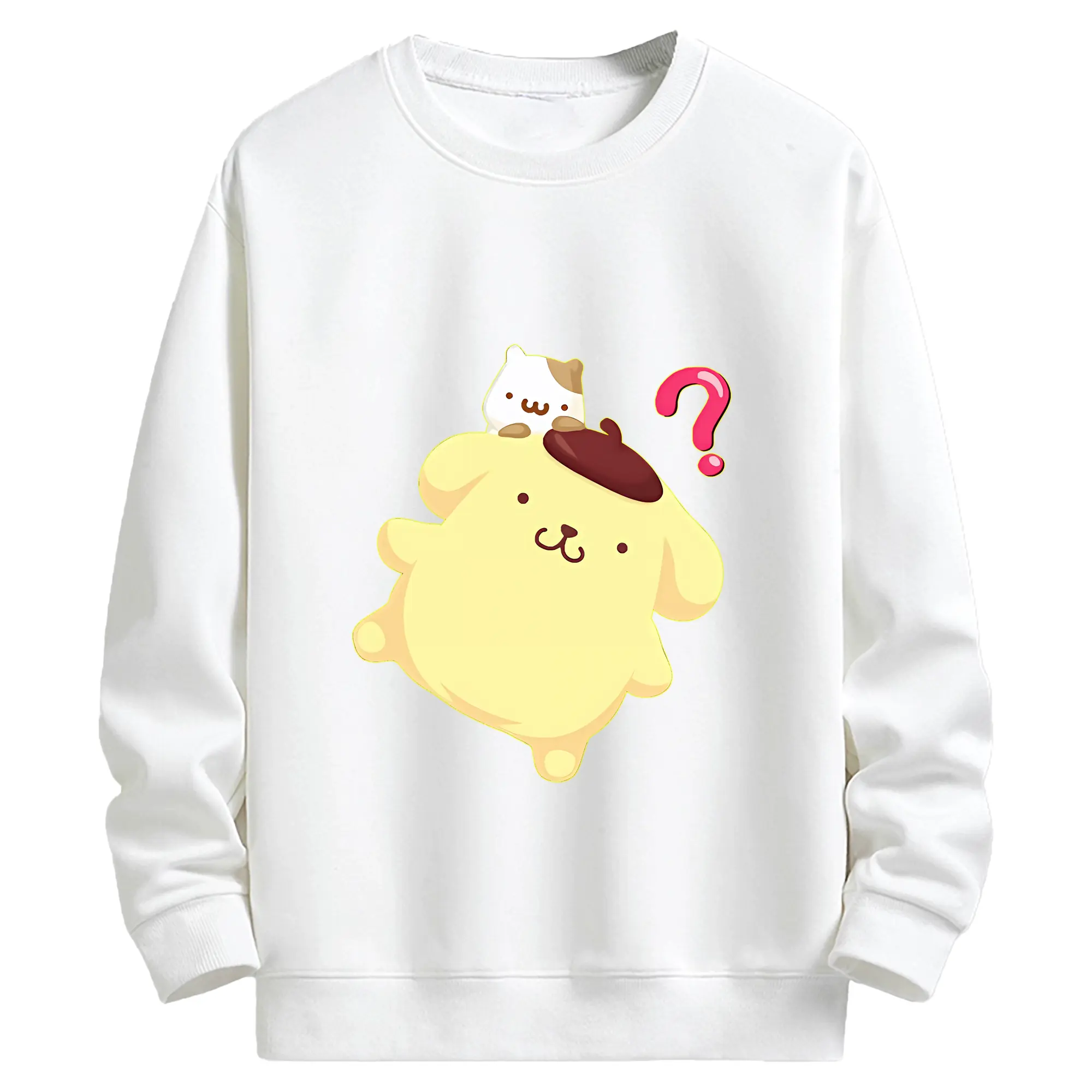 サンリオ グッズ,ポムポムプリン - キッズ クルーネックスウェットシャツ ・ フロントプリント ・ 綿80％ ポリエステル20％ ・ 快適 通学 スポーツ 日常使い お散歩用