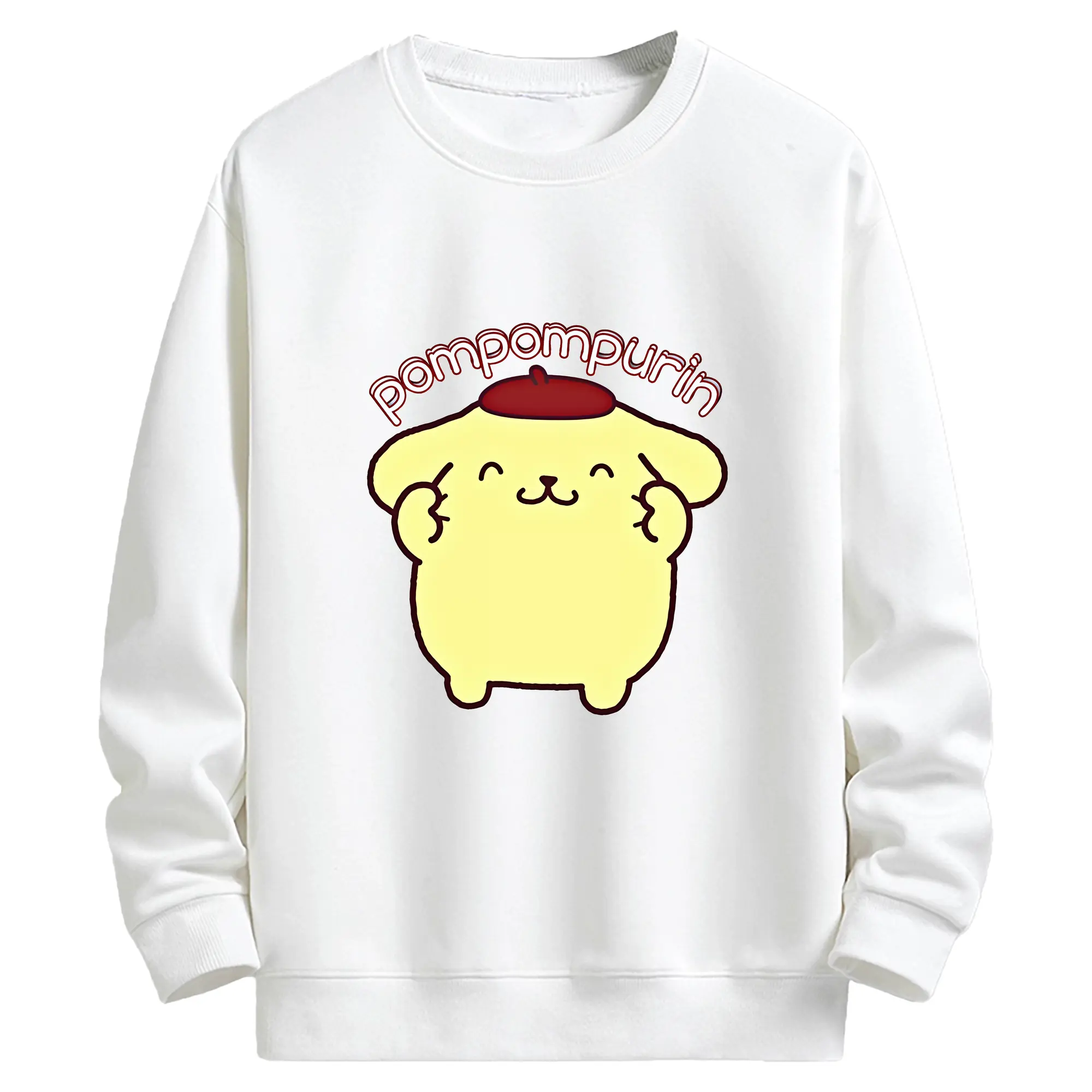 サンリオ グッズ,ポムポムプリン - キッズ クルーネックスウェットシャツ ・ フロントプリント ・ 綿80％ ポリエステル20％ ・ 快適 通学 スポーツ 日常使い お散歩用