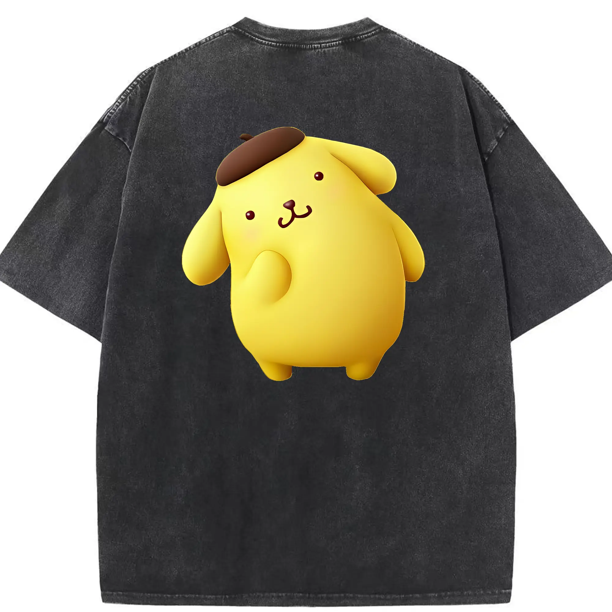 サンリオ グッズ,ポムポムプリン - 綿100％ ヴィンテージ風 半袖Tシャツ ・ 背面プリント ・ 柔らか肌触り ・ 通気性 快適 ・ スポーツ カジュアル 外出用