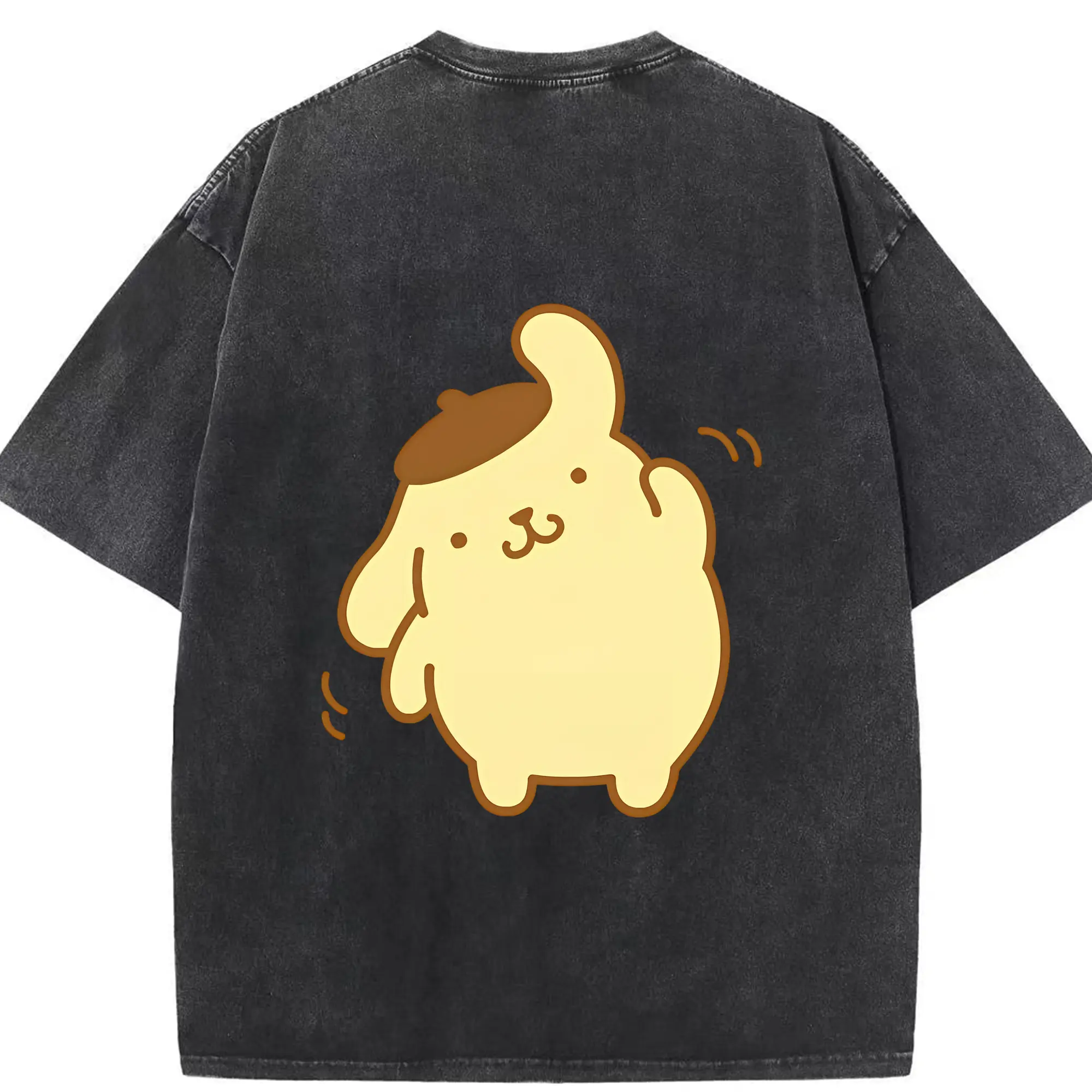 サンリオ グッズ,ポムポムプリン - 綿100％ ヴィンテージ風 半袖Tシャツ ・ 背面プリント ・ 柔らか肌触り ・ 通気性 快適 ・ スポーツ カジュアル 外出用