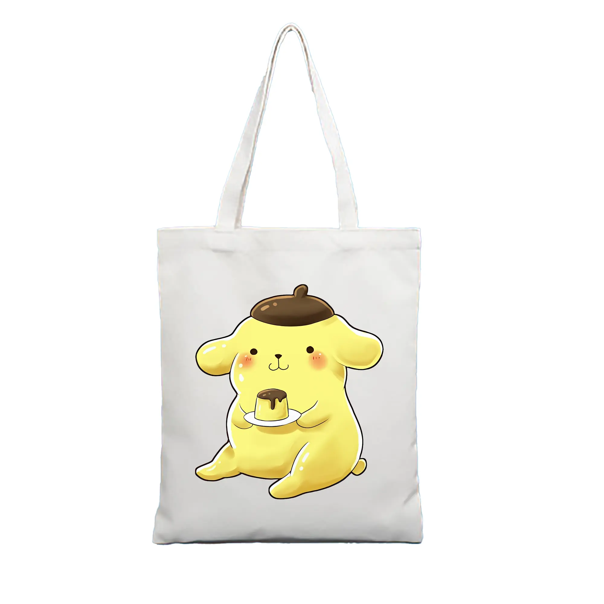 サンリオ グッズ,ポムポムプリン - 縦型キャンバス手提げバッグ（トートバッグ） ・ キャンバス素材 ・ ショッピング用 ・ 軽量 丈夫 お手入れ簡単