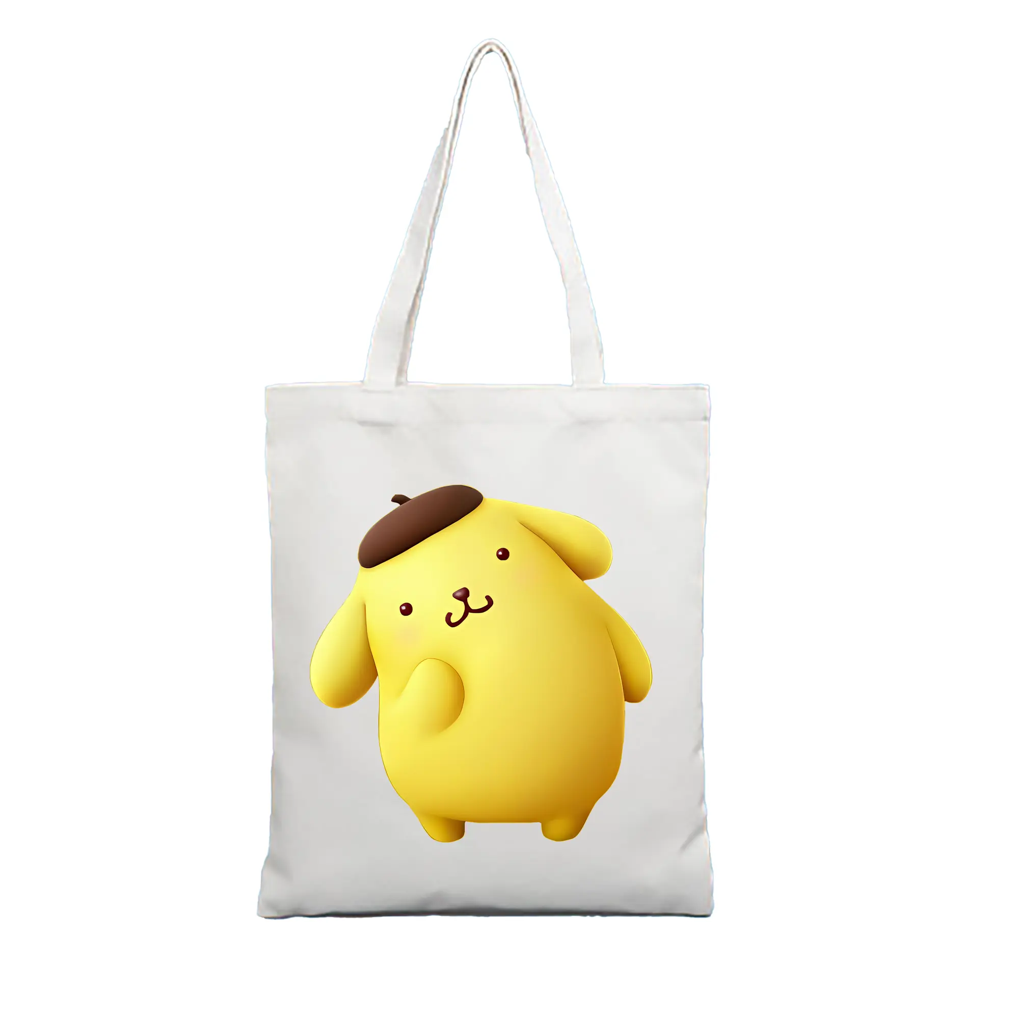 サンリオ グッズ,ポムポムプリン - 縦型キャンバス手提げバッグ（トートバッグ） ・ キャンバス素材 ・ ショッピング用 ・ 軽量 丈夫 お手入れ簡単