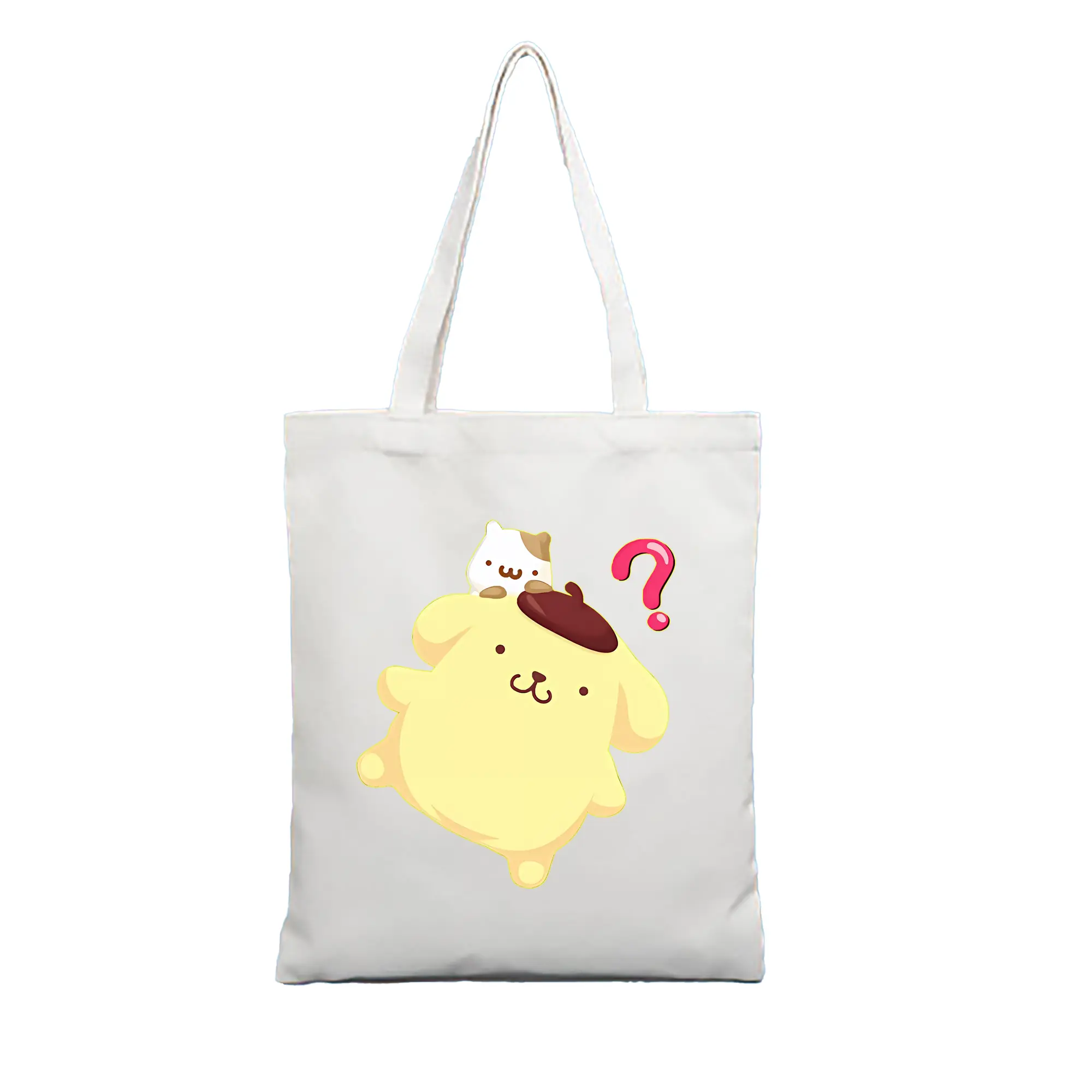 サンリオ グッズ,ポムポムプリン - 縦型キャンバス手提げバッグ（トートバッグ） ・ キャンバス素材 ・ ショッピング用 ・ 軽量 丈夫 お手入れ簡単