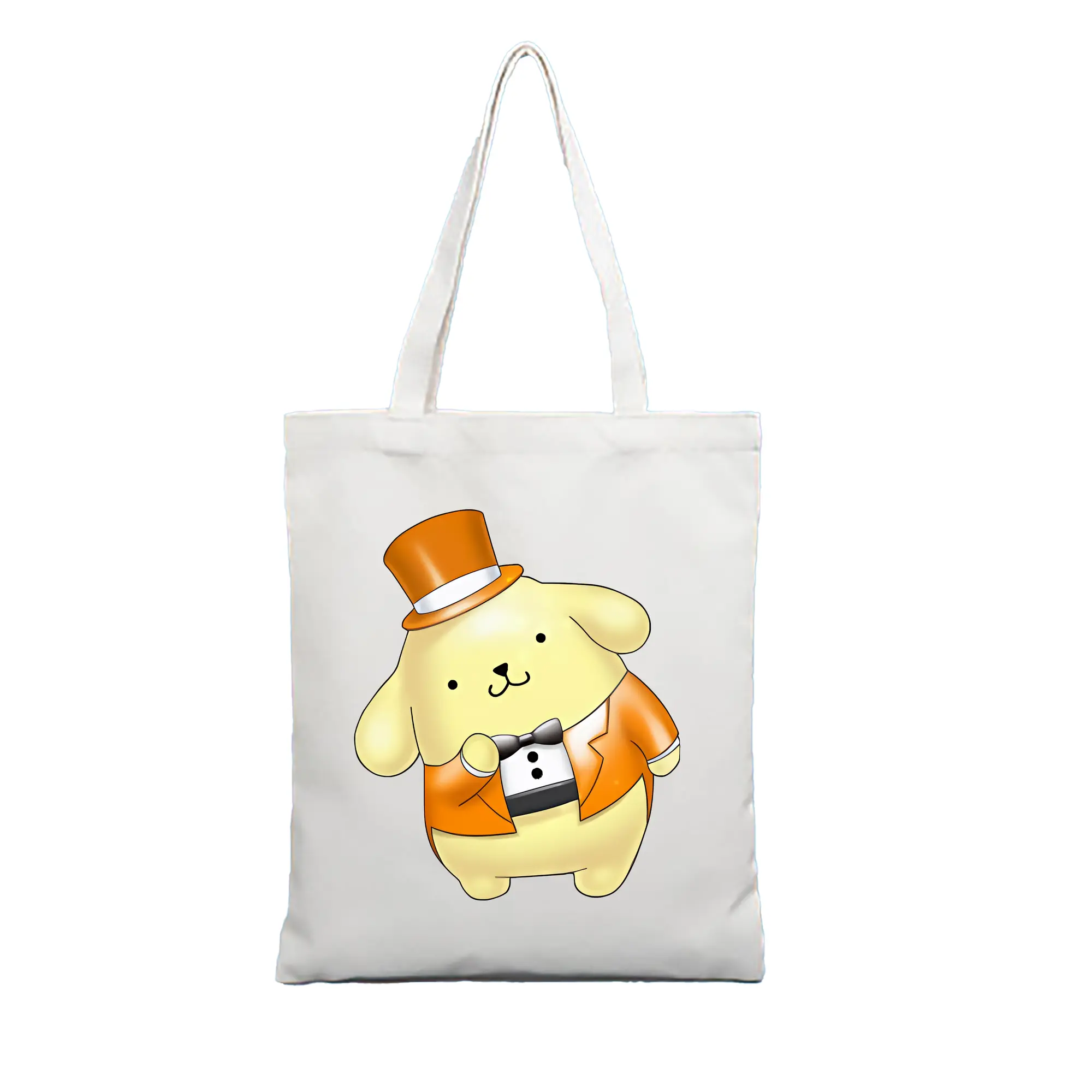 サンリオ グッズ,ポムポムプリン - 縦型キャンバス手提げバッグ（トートバッグ） ・ キャンバス素材 ・ ショッピング用 ・ 軽量 丈夫 お手入れ簡単