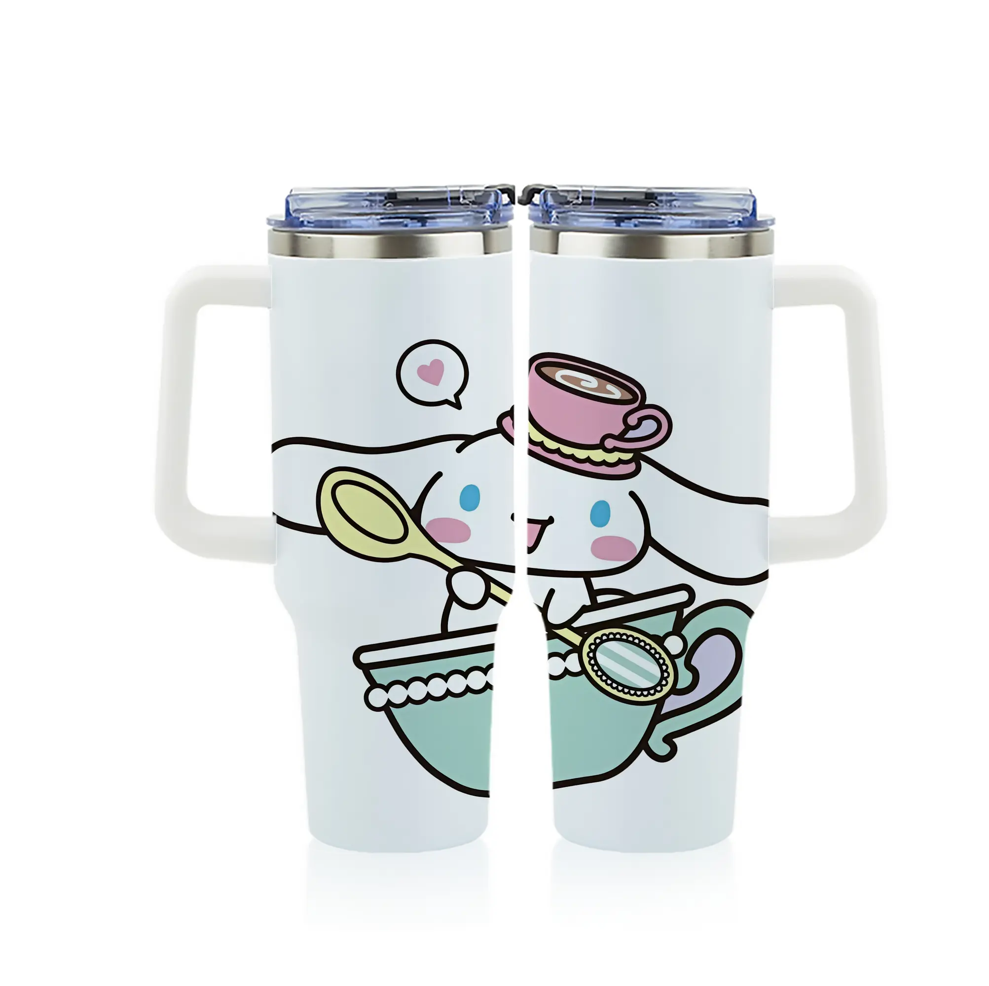 サンリオ グッズ,シナモロール - 1200mL フルプリント車用タンブラー ・ 304ステンレス 内側 ・ 201ステンレス 外側 ・ 保温 保冷 ・ 通勤 ドライブ アウトドア用