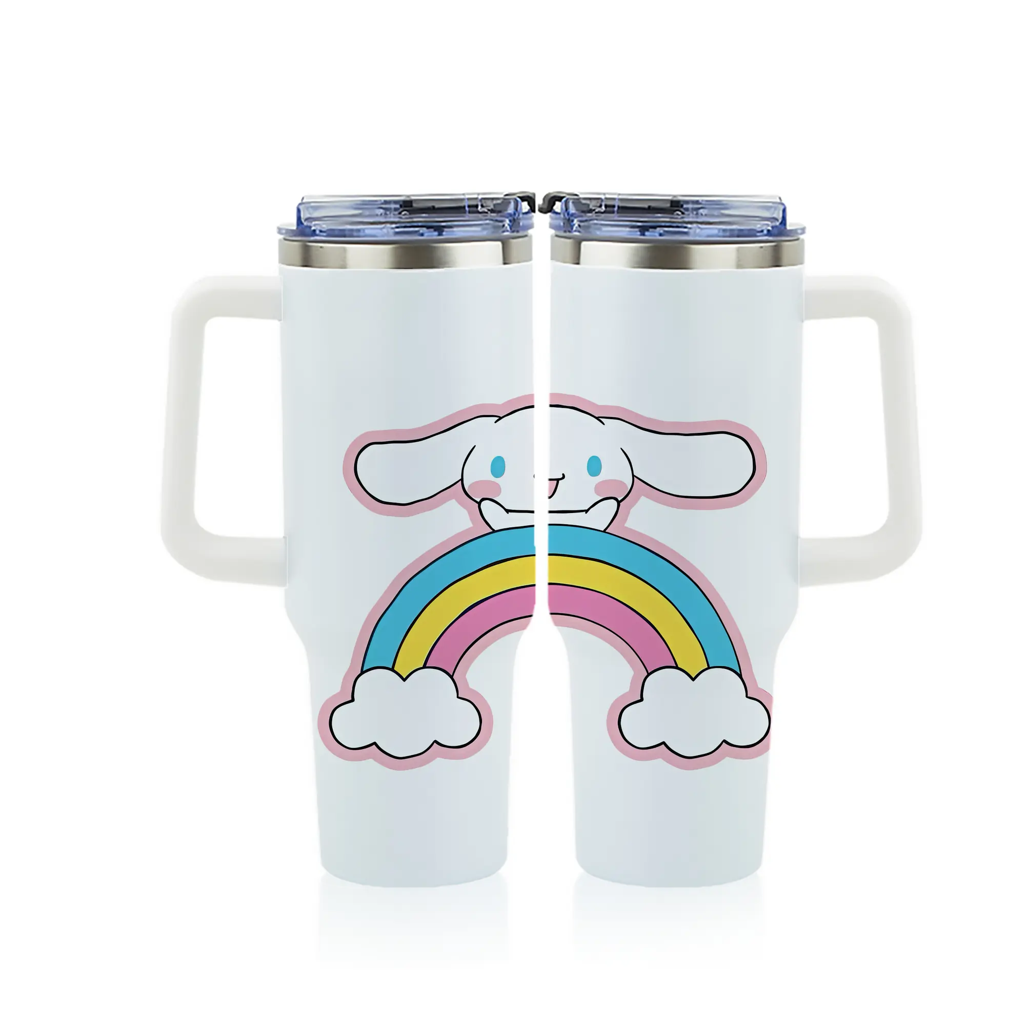 サンリオ グッズ,シナモロール - 1200mL フルプリント車用タンブラー ・ 304ステンレス 内側 ・ 201ステンレス 外側 ・ 保温 保冷 ・ 通勤 ドライブ アウトドア用