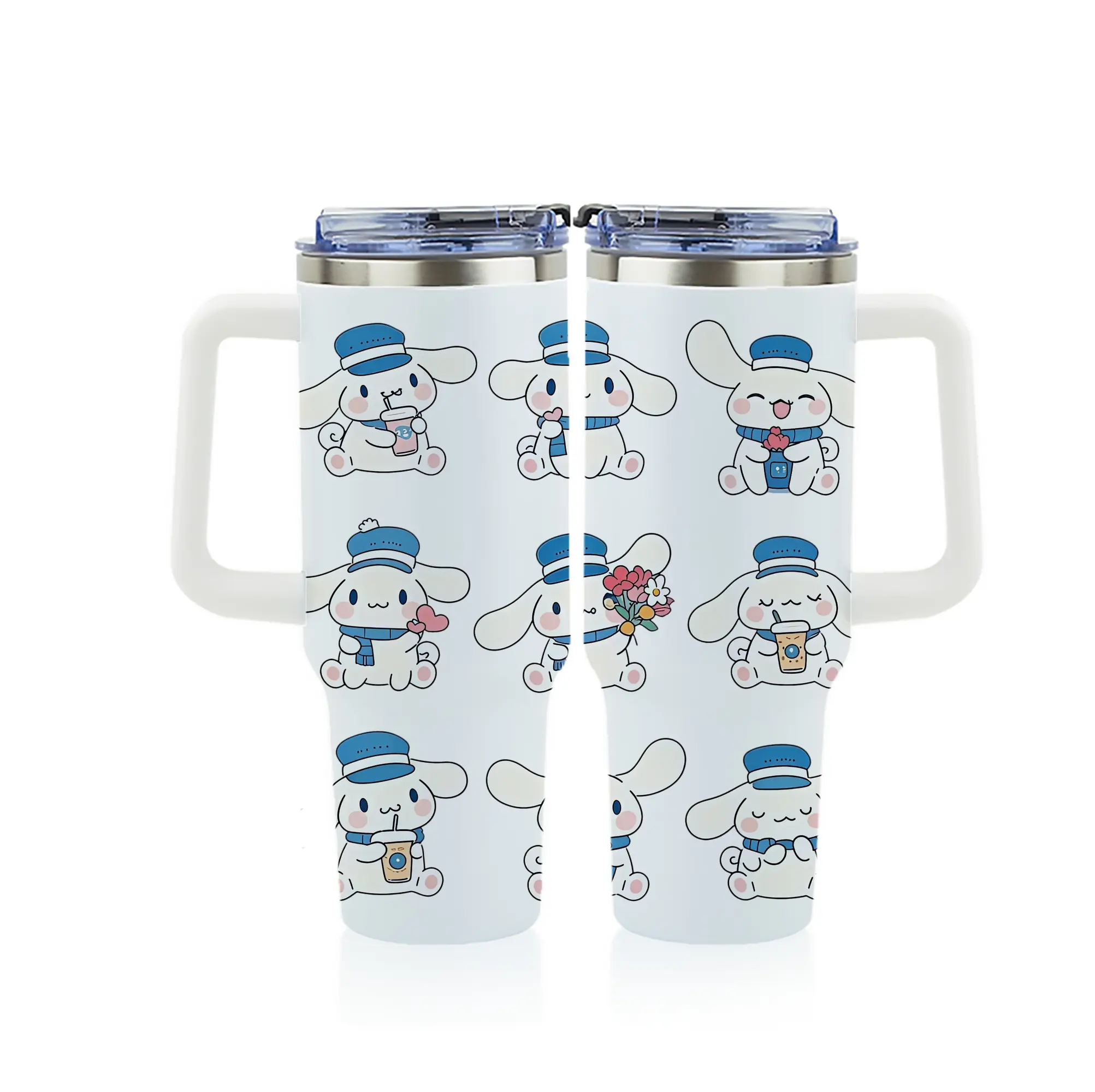 サンリオ グッズ,シナモロール - 1200mL フルプリント車用タンブラー ・ 304ステンレス 内側 ・ 201ステンレス 外側 ・ 保温 保冷 ・ 通勤 ドライブ アウトドア用