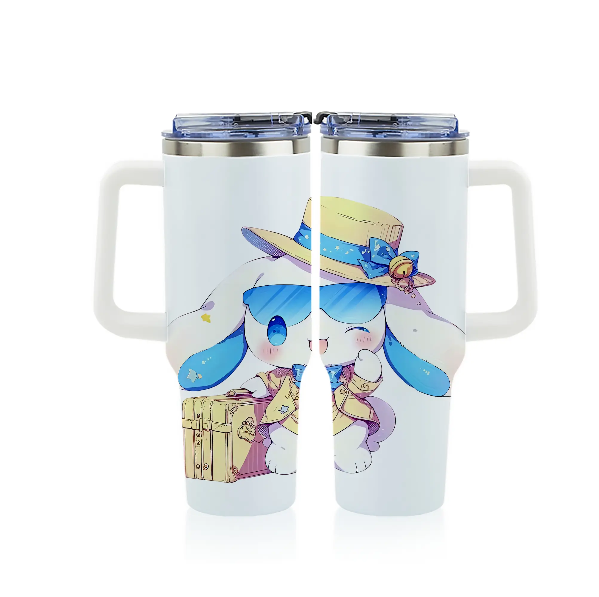 サンリオ グッズ,シナモロール - 1200mL フルプリント車用タンブラー ・ 304ステンレス 内側 ・ 201ステンレス 外側 ・ 保温 保冷 ・ 通勤 ドライブ アウトドア用