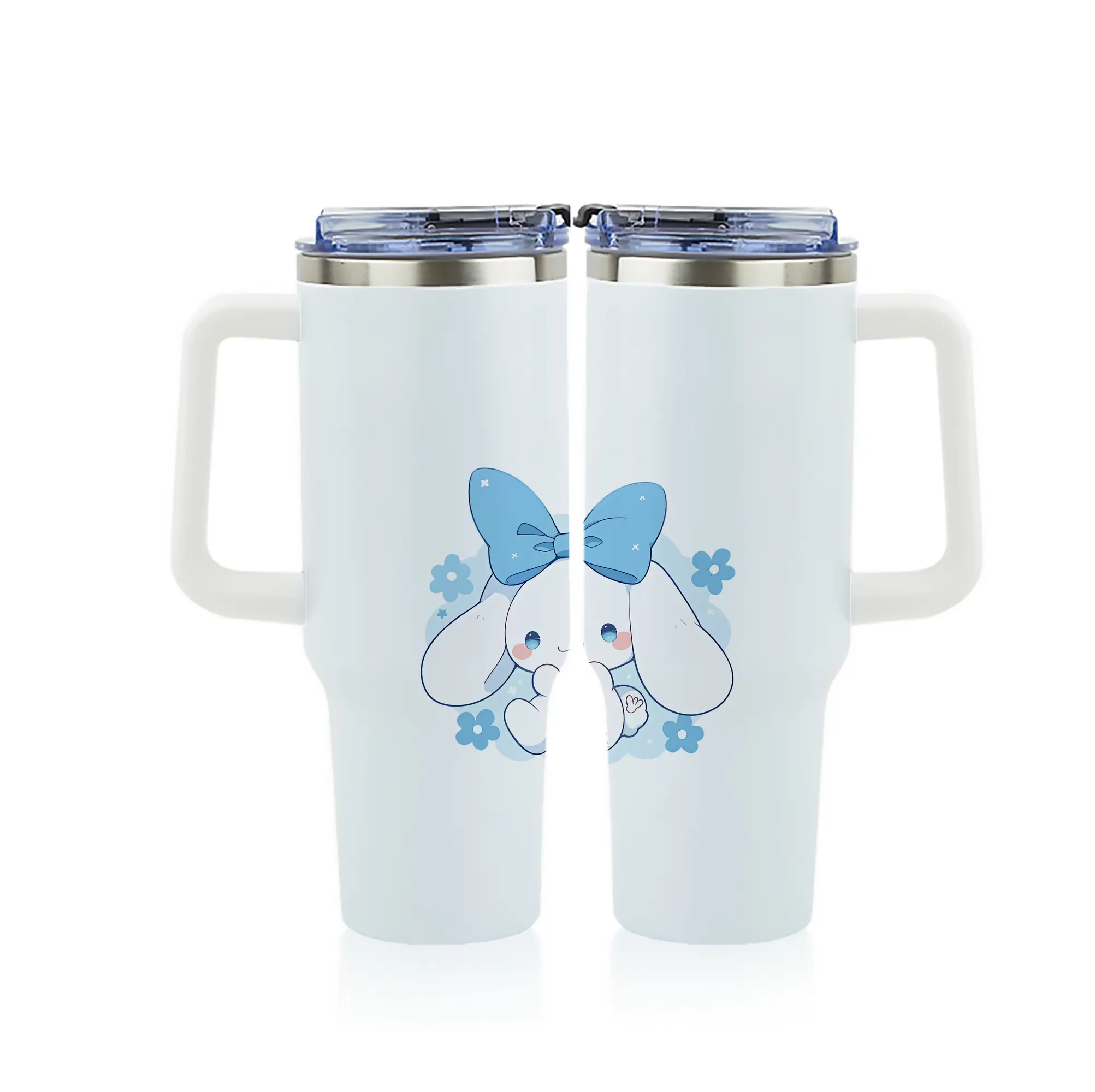 サンリオ グッズ,シナモロール - 1200mL フルプリント車用タンブラー ・ 304ステンレス 内側 ・ 201ステンレス 外側 ・ 保温 保冷 ・ 通勤 ドライブ アウトドア用