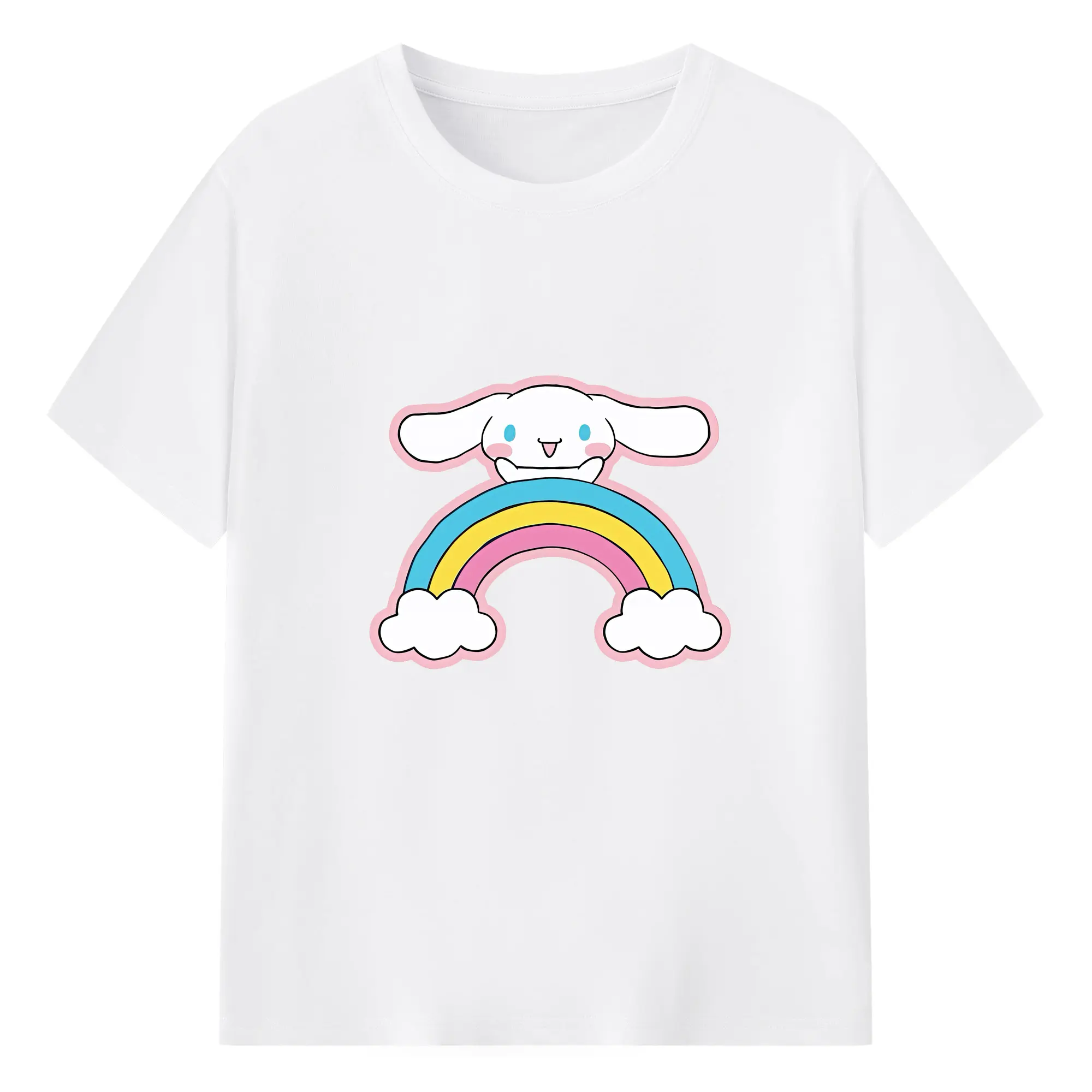 サンリオ グッズ,シナモロール - 綿100％ 半袖Tシャツ ・ フロントプリント ・ 快適 通気性 ・ 日常使い 散歩 スポーツ用