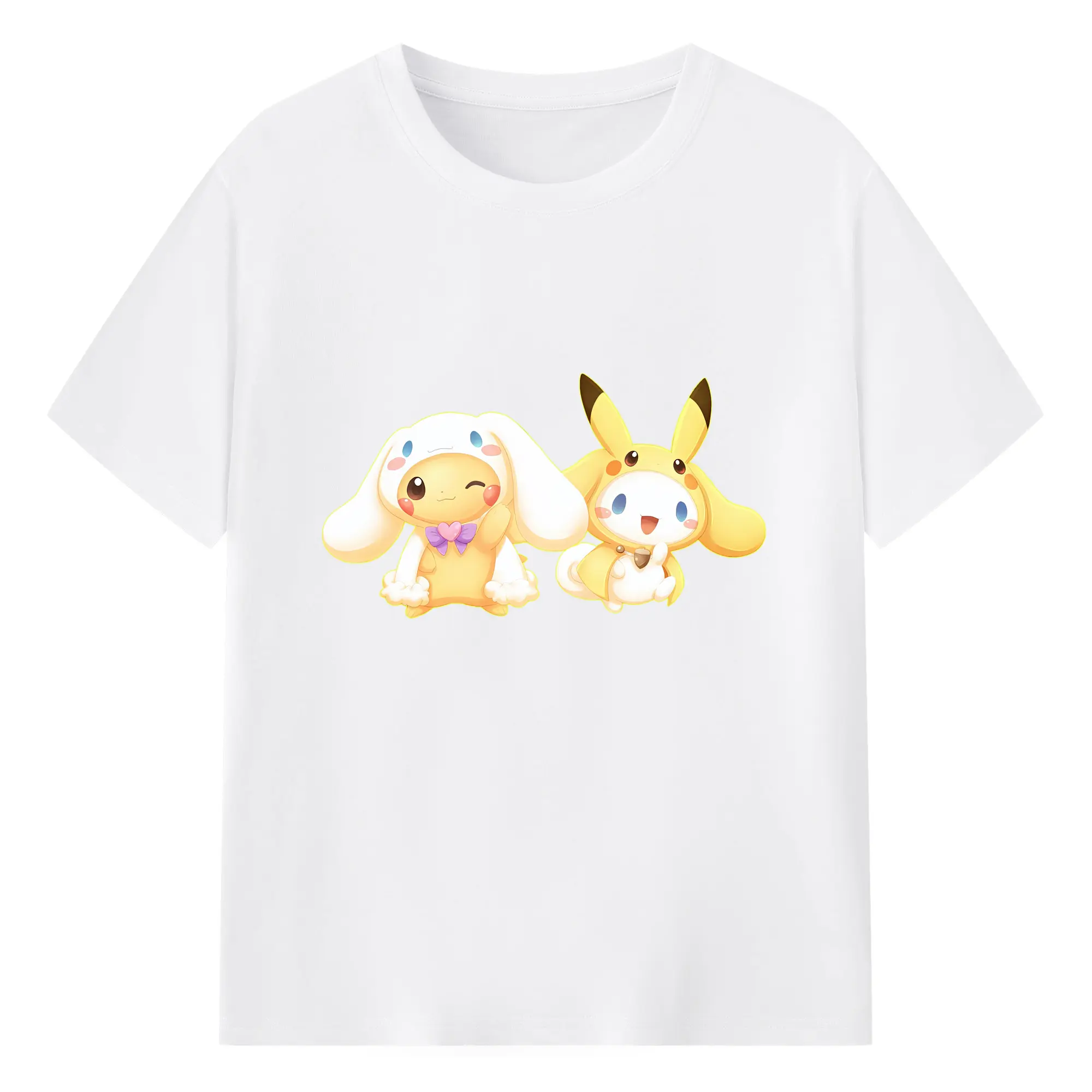 サンリオ グッズ,シナモロール - 綿100％ 半袖Tシャツ ・ フロントプリント ・ 快適 通気性 ・ 日常使い 散歩 スポーツ用