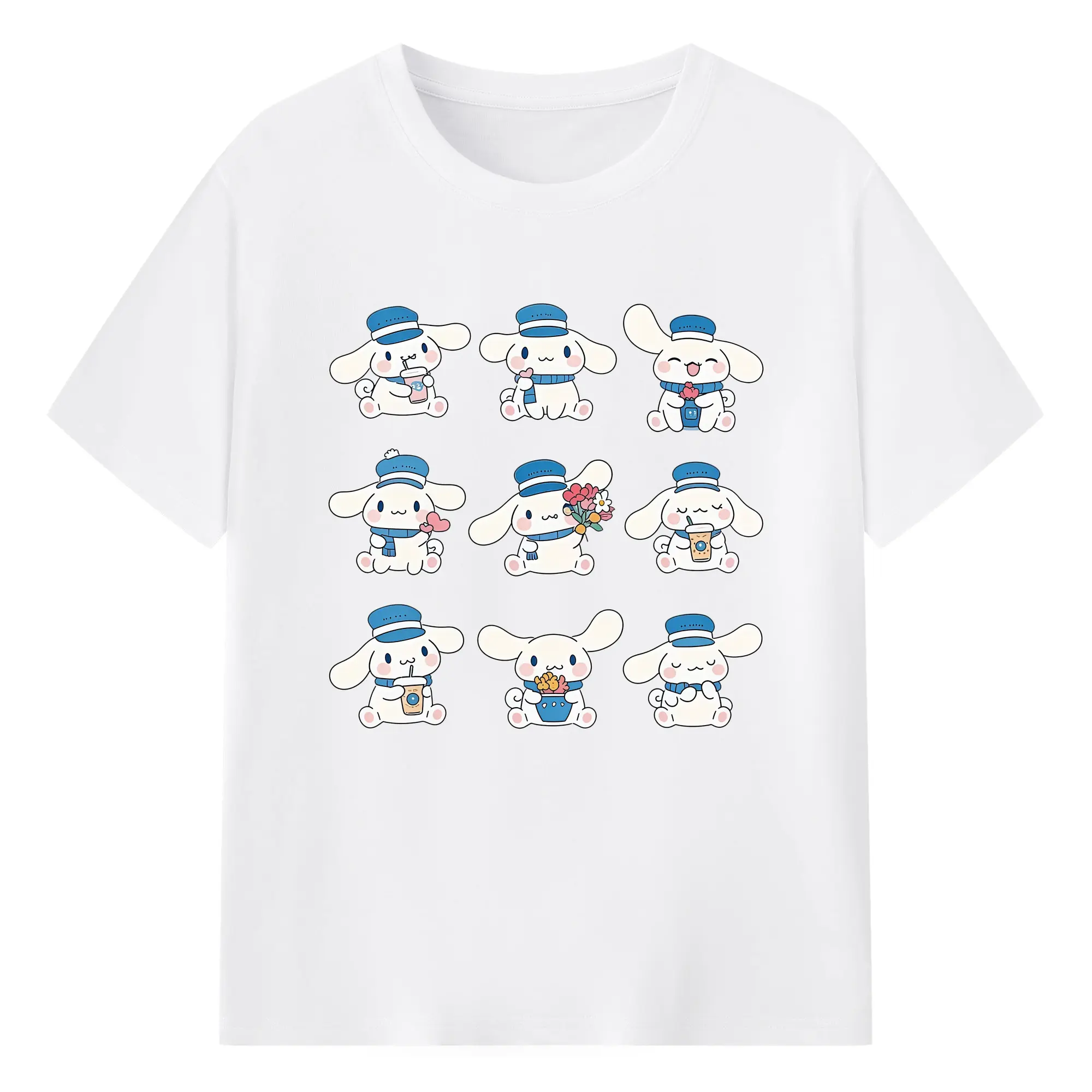 サンリオ グッズ,シナモロール - 綿100％ 半袖Tシャツ ・ フロントプリント ・ 快適 通気性 ・ 日常使い 散歩 スポーツ用