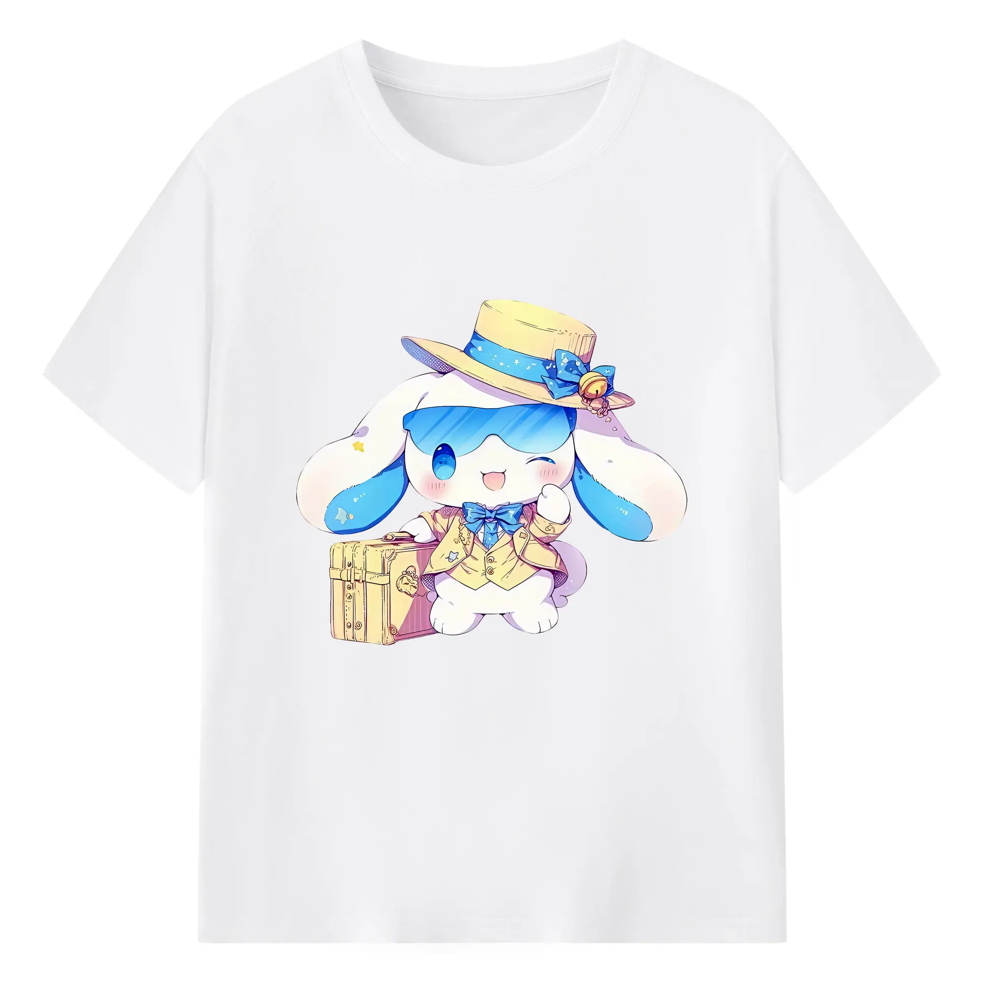 サンリオ グッズ,シナモロール - 綿100％ 半袖Tシャツ ・ フロントプリント ・ 快適 通気性 ・ 日常使い 散歩 スポーツ用