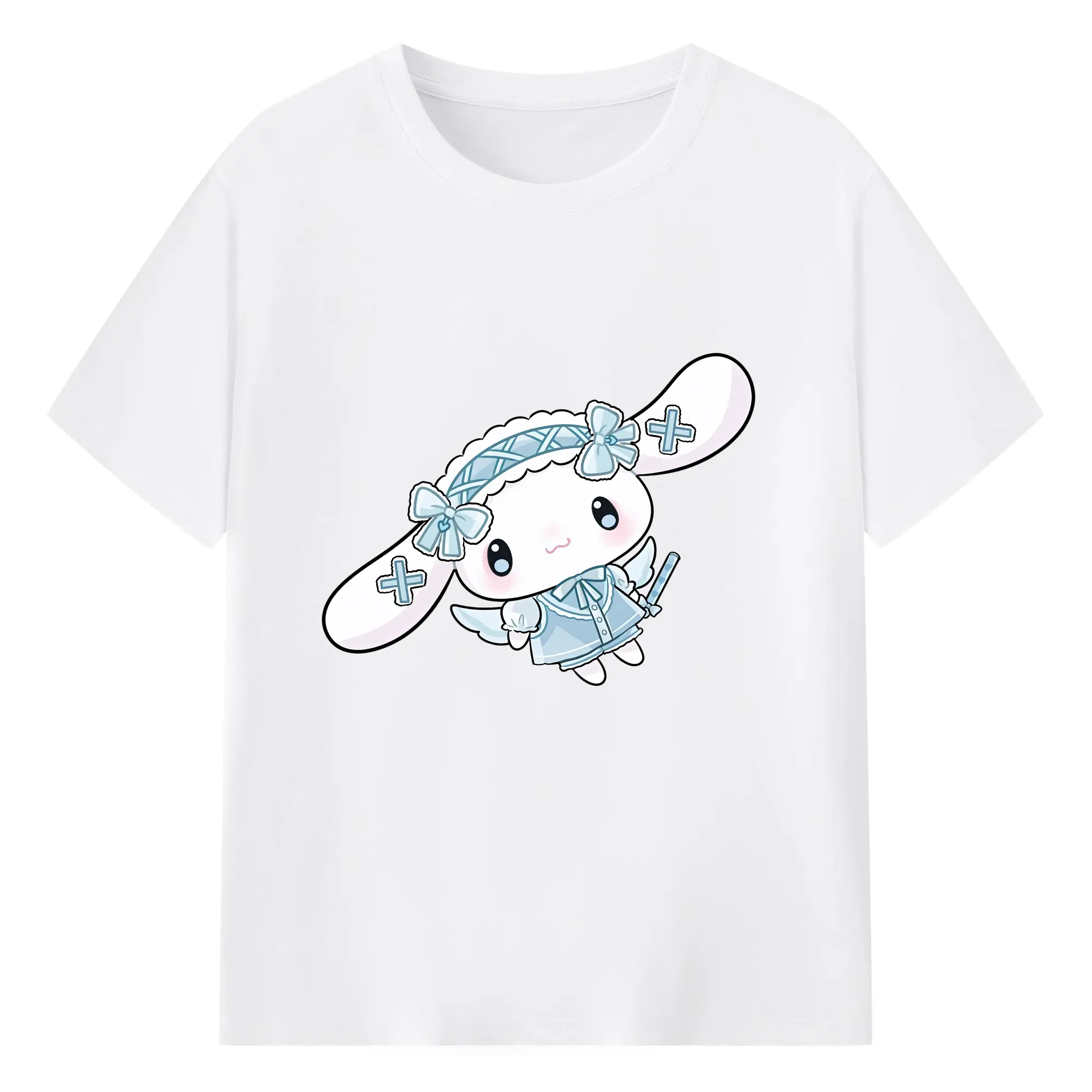 サンリオ グッズ,シナモロール - 綿100％ 半袖Tシャツ ・ フロントプリント ・ 快適 通気性 ・ 日常使い 散歩 スポーツ用