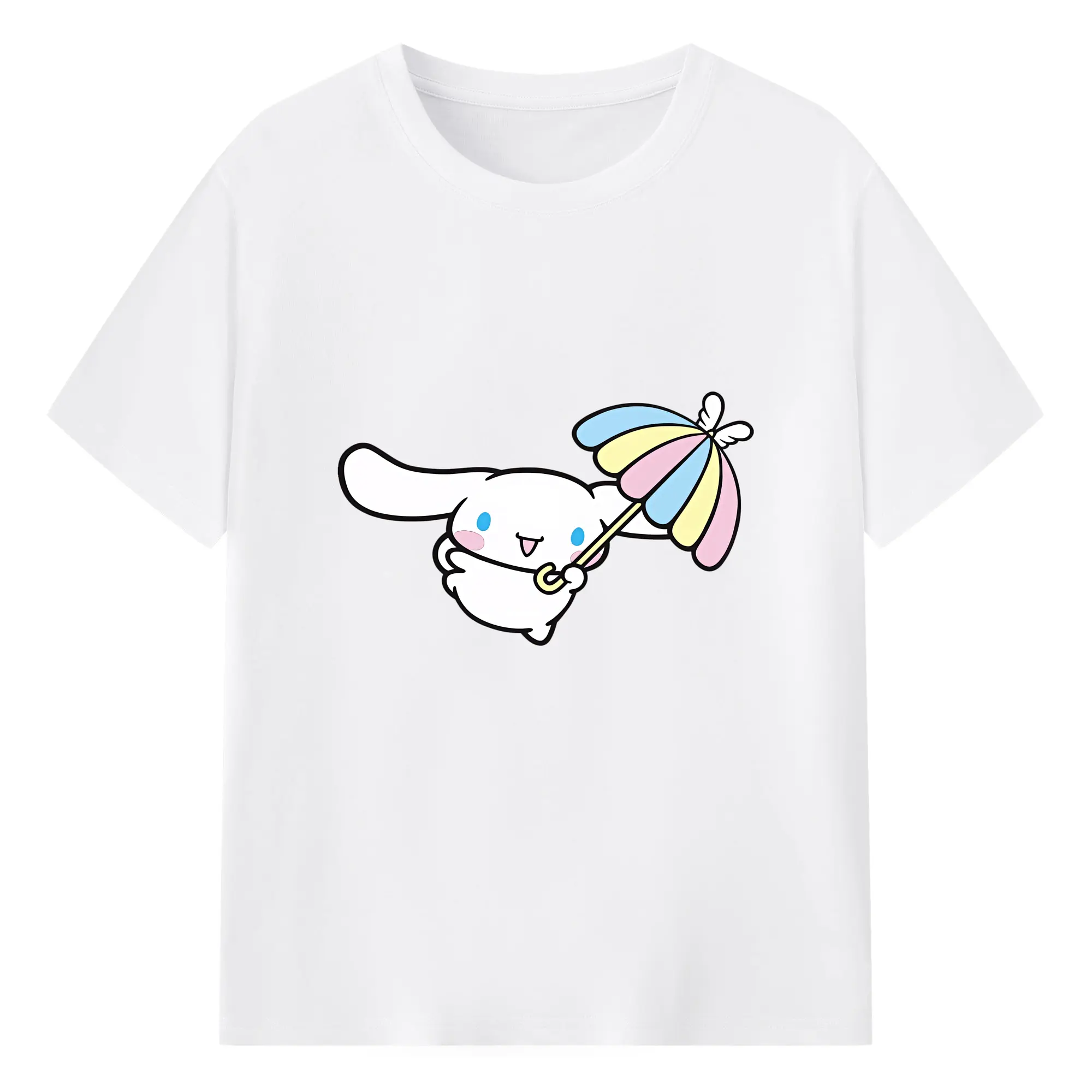 サンリオ グッズ,シナモロール - 綿100％ 半袖Tシャツ ・ フロントプリント ・ 快適 通気性 ・ 日常使い 散歩 スポーツ用