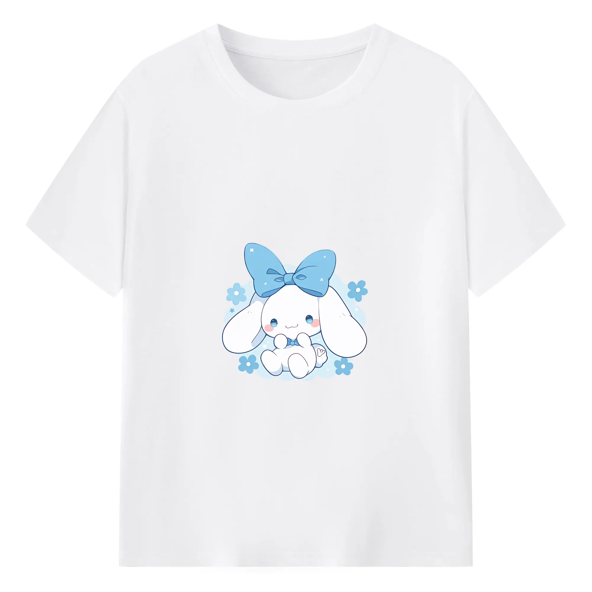 サンリオ グッズ,シナモロール - 綿100％ 半袖Tシャツ ・ フロントプリント ・ 快適 通気性 ・ 日常使い 散歩 スポーツ用