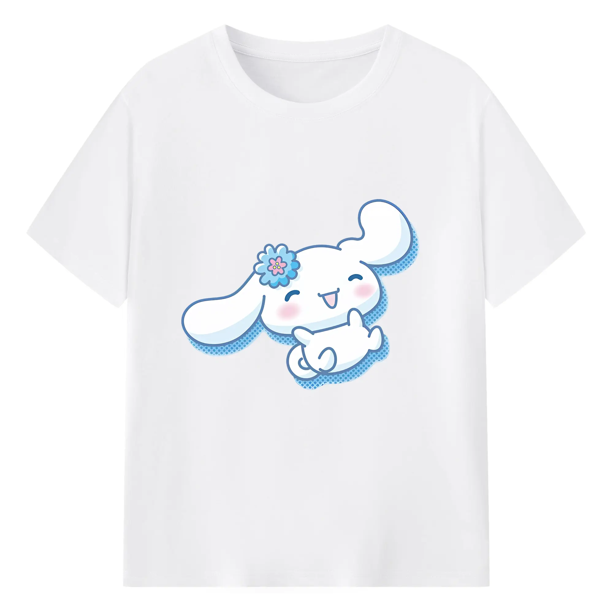 サンリオ グッズ,シナモロール - 綿100％ 半袖Tシャツ ・ フロントプリント ・ 快適 通気性 ・ 日常使い 散歩 スポーツ用