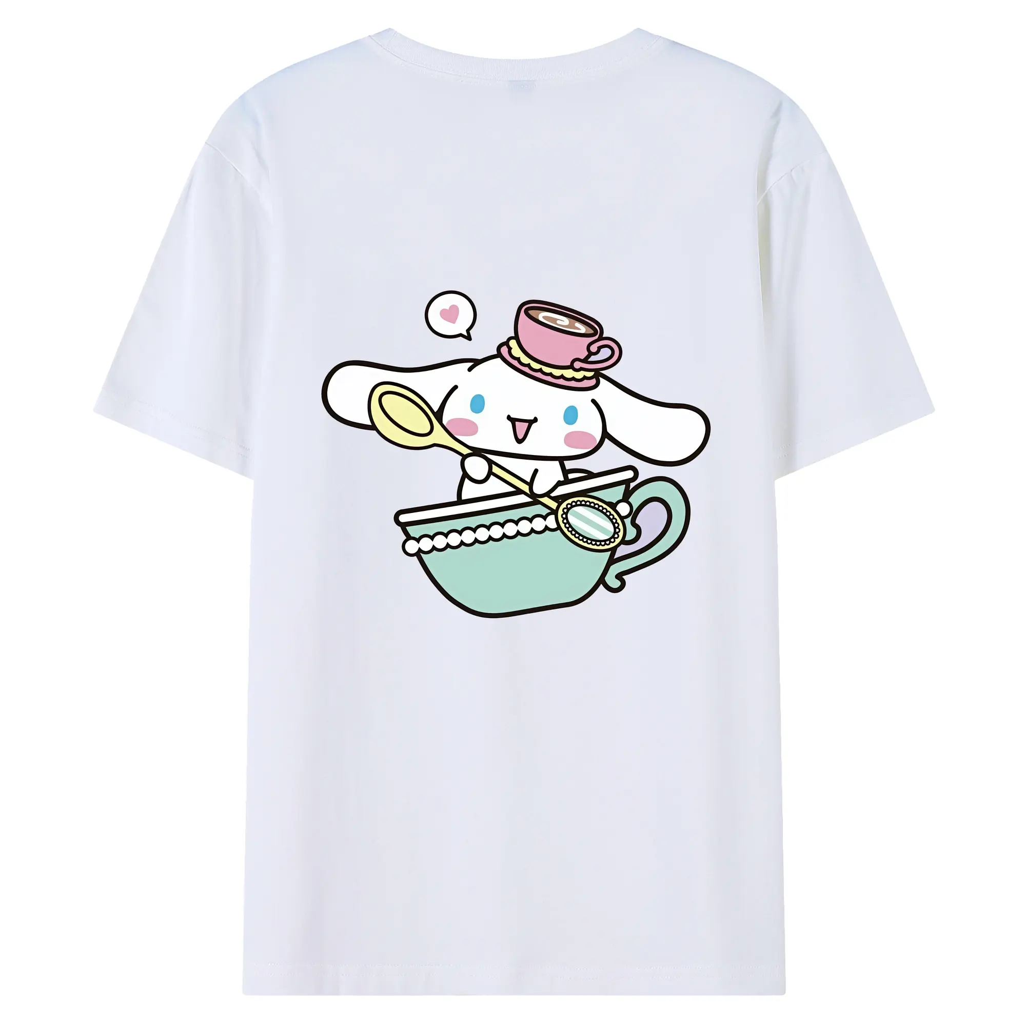 サンリオ グッズ,シナモロール - 綿100％ 半袖Tシャツ ・ バックプリント ・ 快適 通気性 ・ 日常使い 散歩 スポーツ用