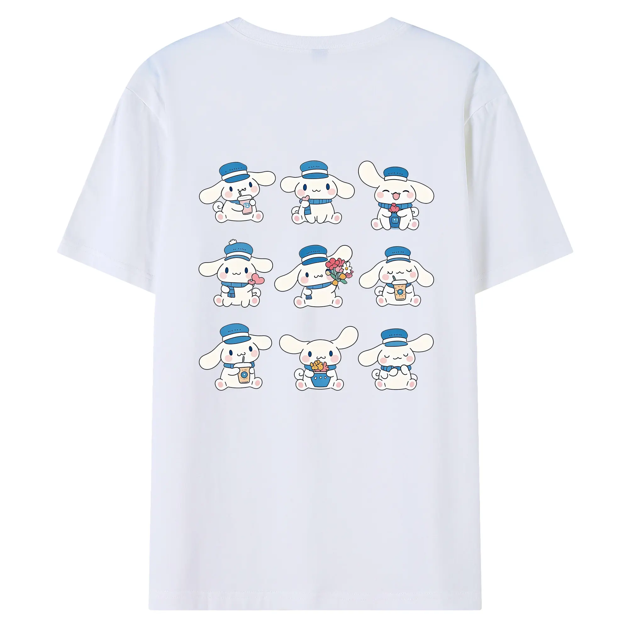 サンリオ グッズ,シナモロール - 綿100％ 半袖Tシャツ ・ バックプリント ・ 快適 通気性 ・ 日常使い 散歩 スポーツ用