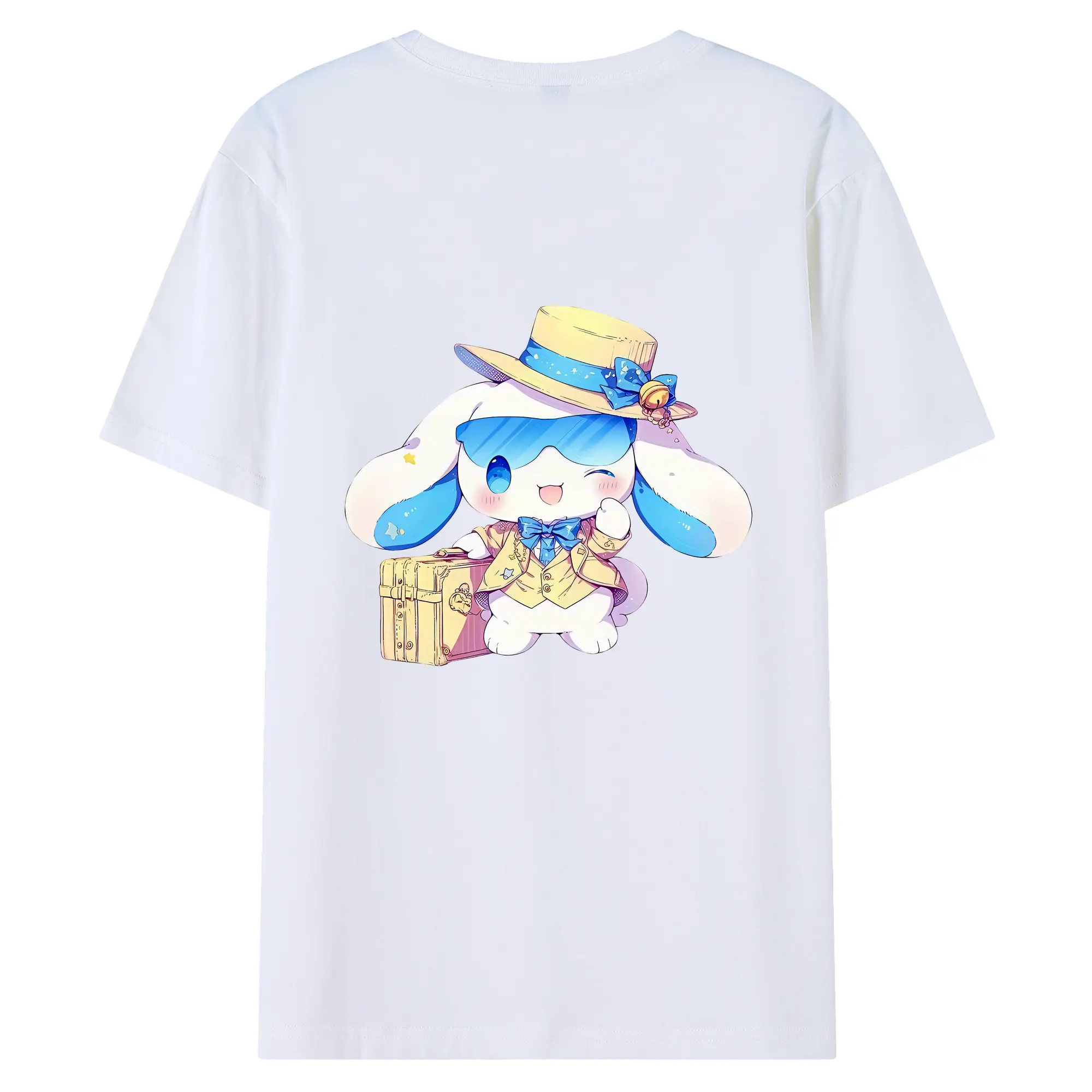 サンリオ グッズ,シナモロール - 綿100％ 半袖Tシャツ ・ バックプリント ・ 快適 通気性 ・ 日常使い 散歩 スポーツ用