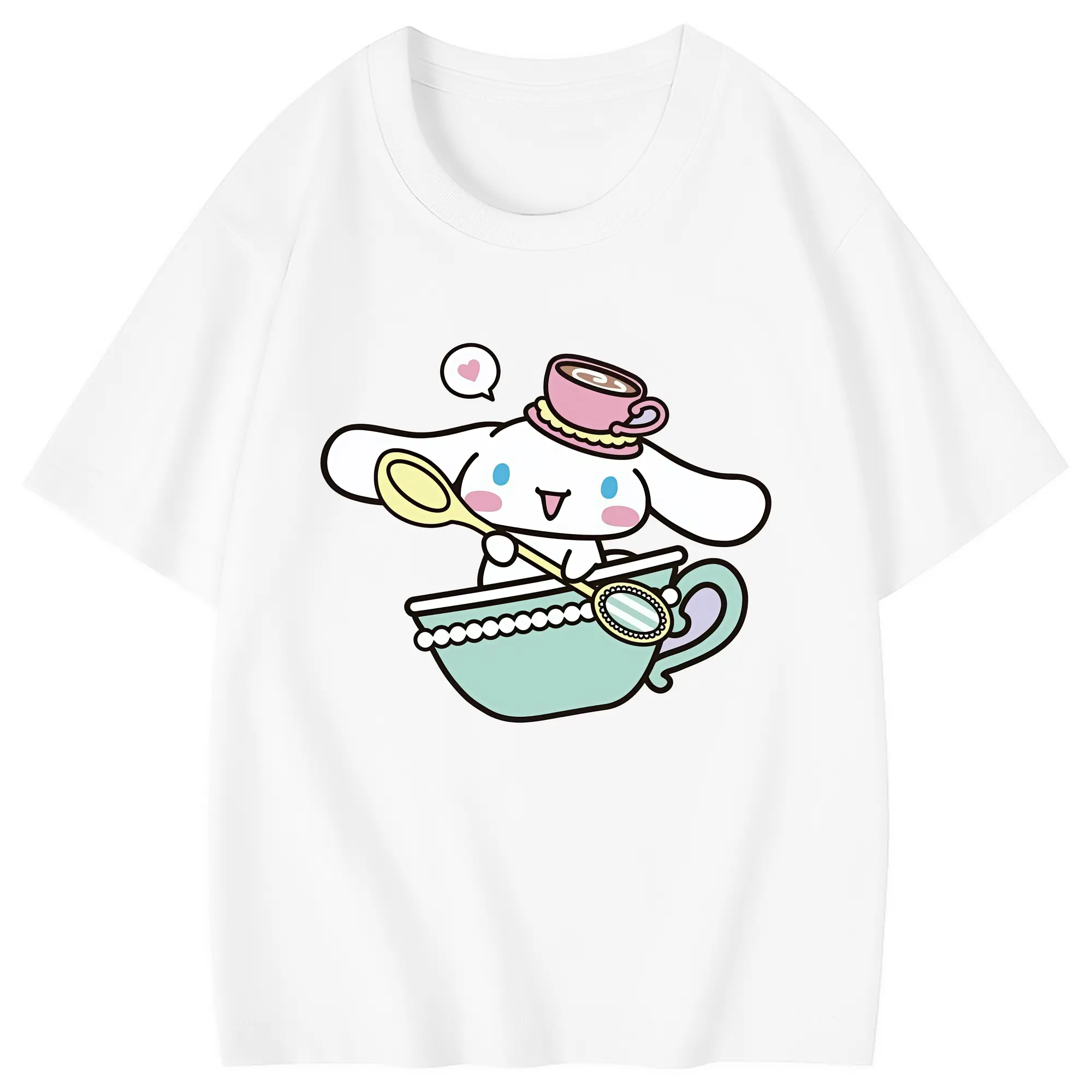 サンリオ グッズ,シナモロール - 綿100％ キッズTシャツ ・ フロントプリント ・ 快適 通気性 ・ スポーツ カジュアル 散歩用