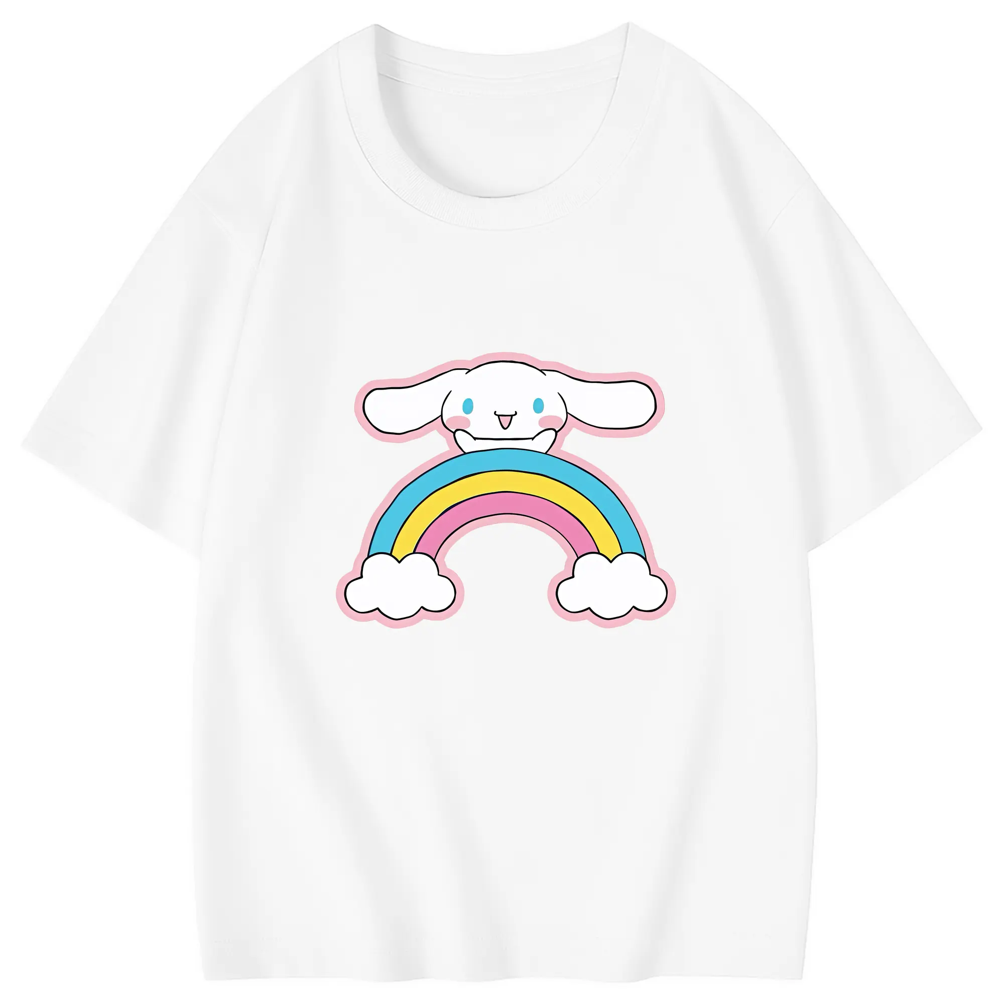 サンリオ グッズ,シナモロール - 綿100％ キッズTシャツ ・ フロントプリント ・ 快適 通気性 ・ スポーツ カジュアル 散歩用