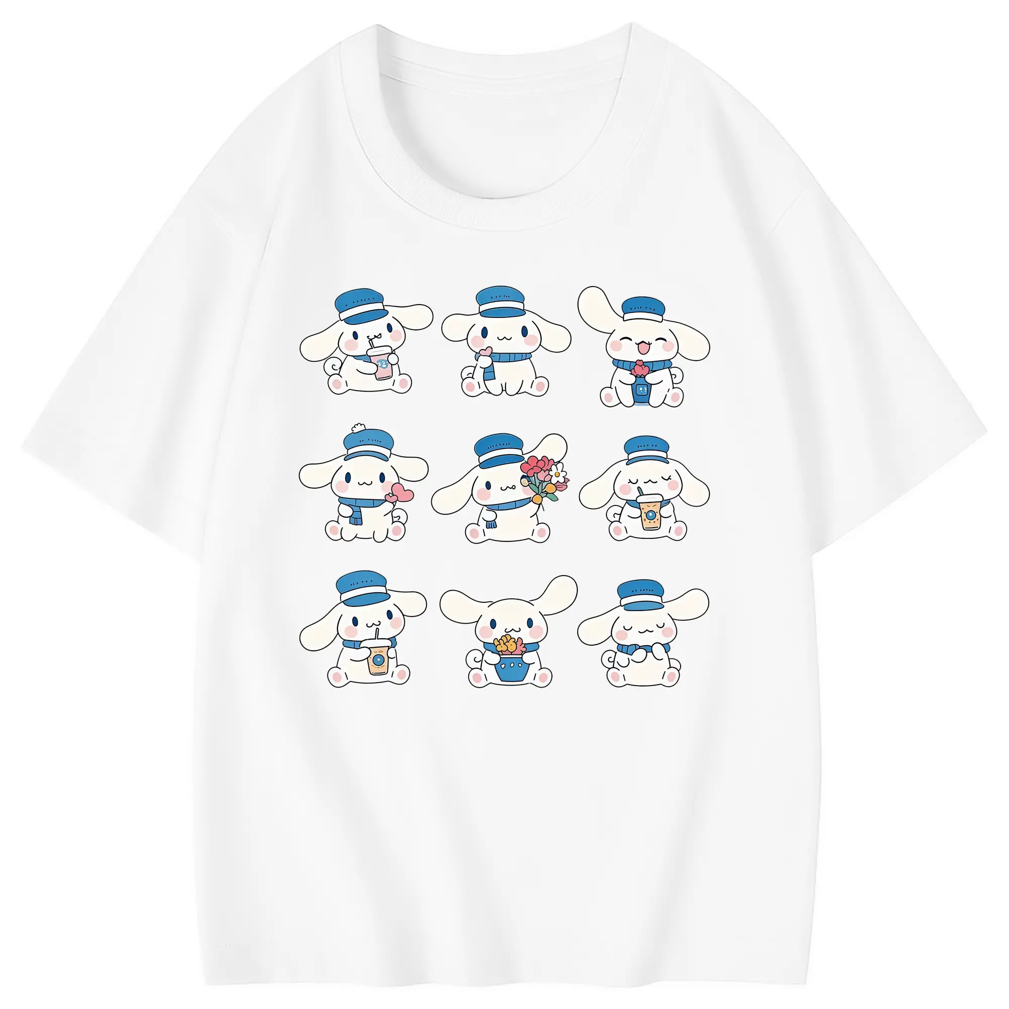 サンリオ グッズ,シナモロール - 綿100％ キッズTシャツ ・ フロントプリント ・ 快適 通気性 ・ スポーツ カジュアル 散歩用