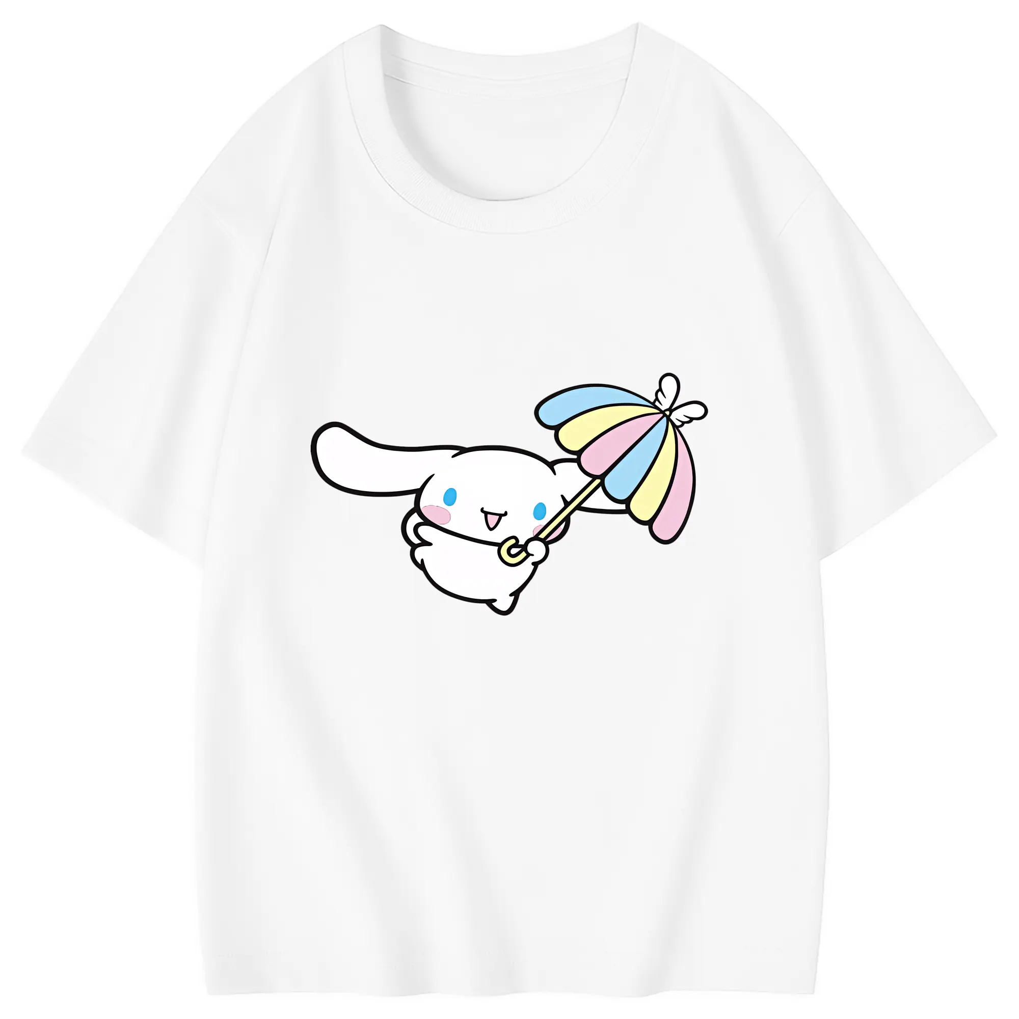 サンリオ グッズ,シナモロール - 綿100％ キッズTシャツ ・ フロントプリント ・ 快適 通気性 ・ スポーツ カジュアル 散歩用