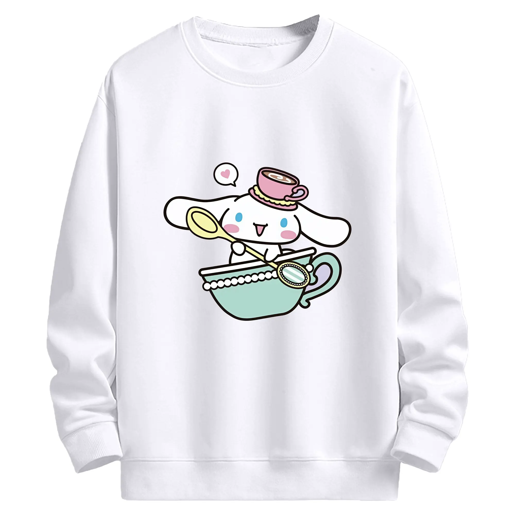 サンリオ グッズ,シナモロール - 高品質 クルーネック スウェット ・ コットン59％ ポリエステル41％ ・ ユニセックス 長袖 トレーナー ・ カジュアル デイリー スポーツ 散歩用