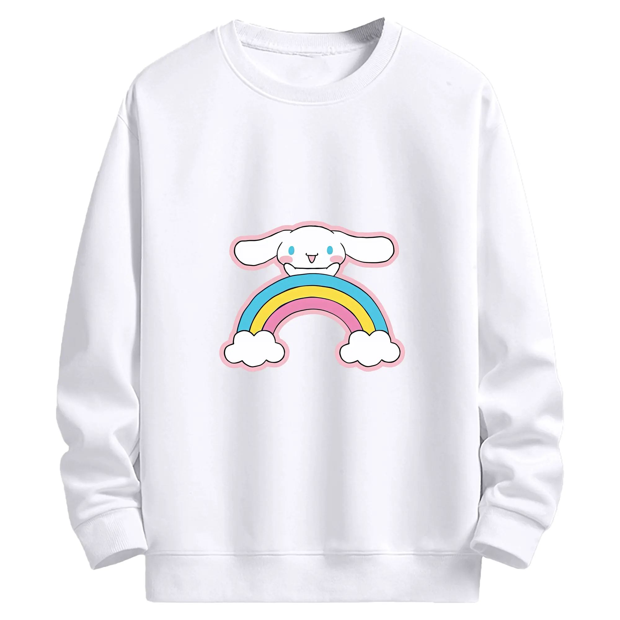 サンリオ グッズ,シナモロール - 高品質 クルーネック スウェット ・ コットン59％ ポリエステル41％ ・ ユニセックス 長袖 トレーナー ・ カジュアル デイリー スポーツ 散歩用