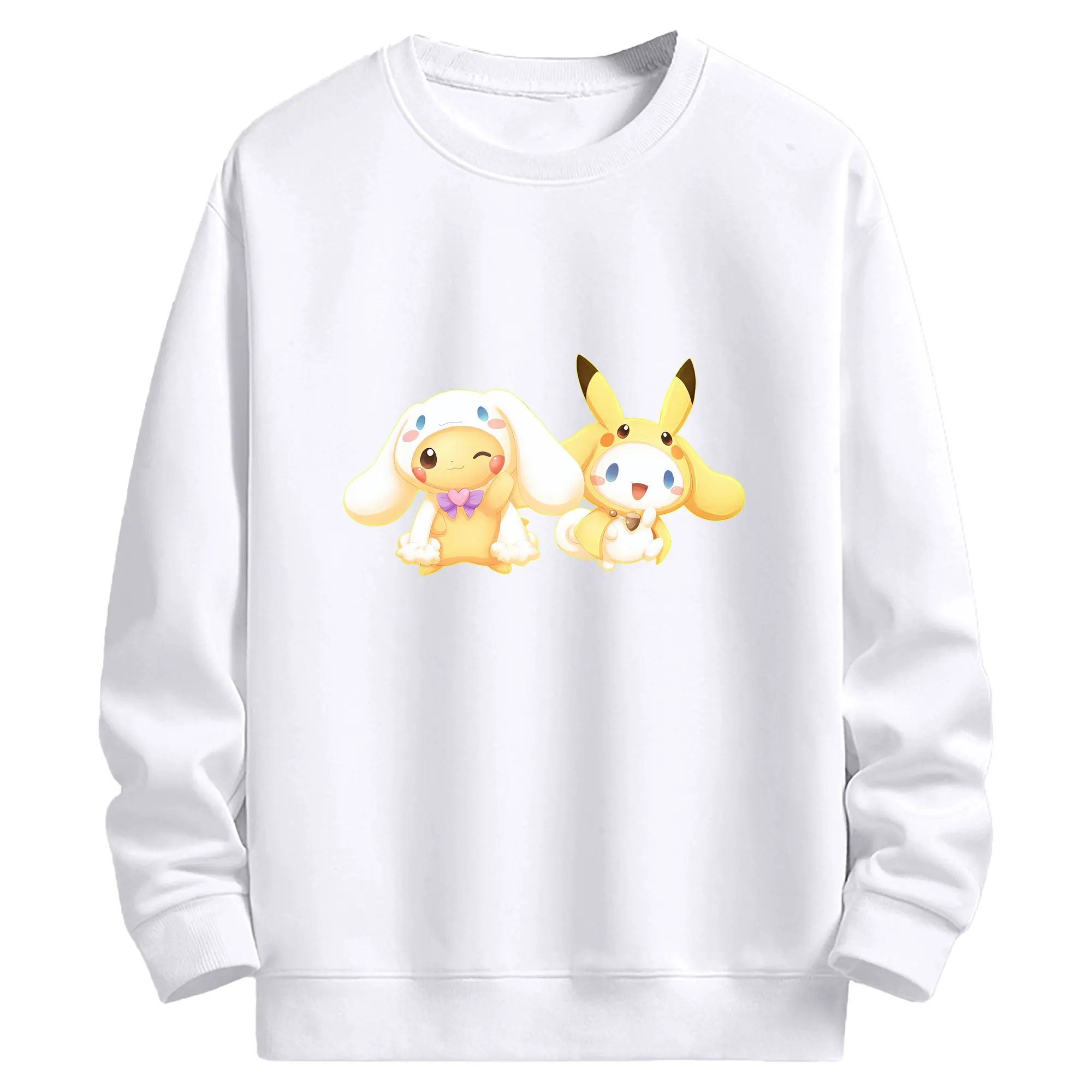 サンリオ グッズ,シナモロール - 高品質 クルーネック スウェット ・ コットン59％ ポリエステル41％ ・ ユニセックス 長袖 トレーナー ・ カジュアル デイリー スポーツ 散歩用
